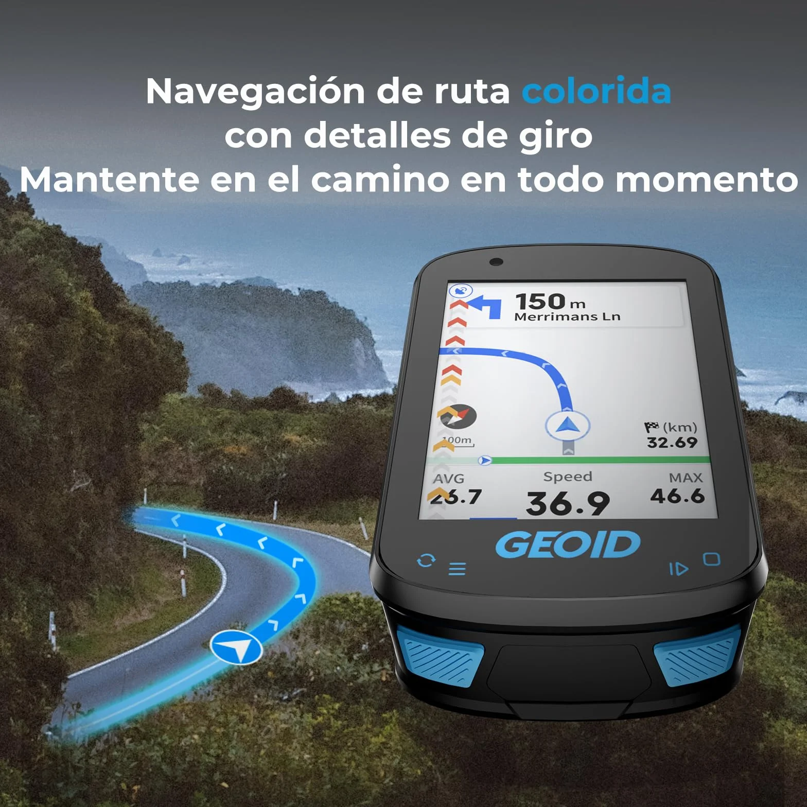 GEOID CC600 Ciclocomputador Bicicleta GPS, Pantalla a Color 2,4", Resistente al Agua, Navegación, Entrenamiento, WiFi Bluetooth Ant+