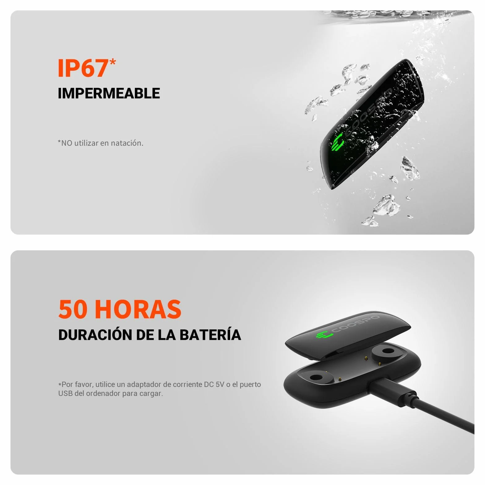COOSPO H9Z Pulsometro Bluetooth 5.0 Ant+ Frecuencia Cardíaca HRM Fitness Tracker IP67 Impermeable Heart Rate Monitor