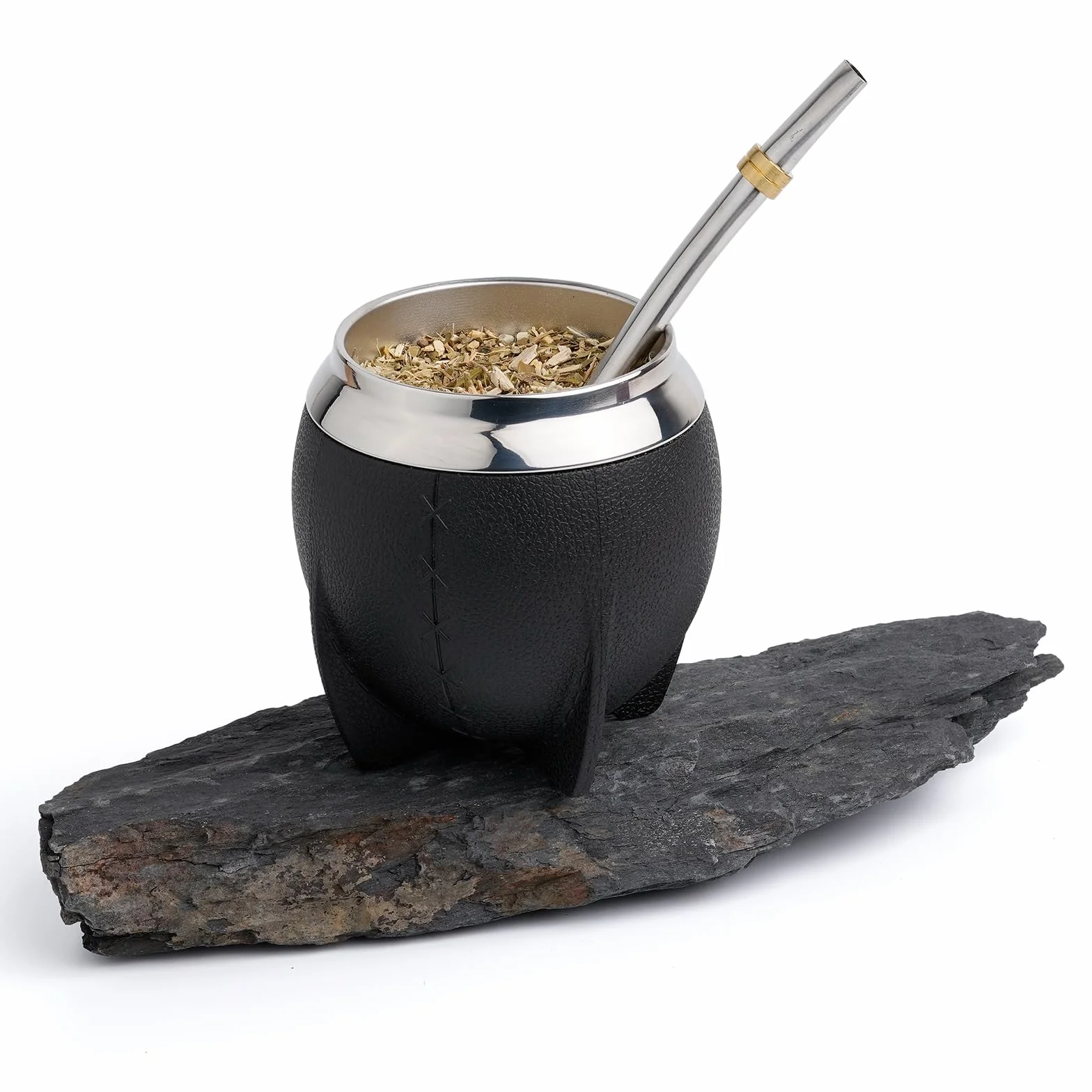 Mate Vaso Plástico Elegante y Duradero - Forma Torpe y Fácil de Limpiar - Vaso con Dos Bombillas y Cepillo para Limpiar 280ml