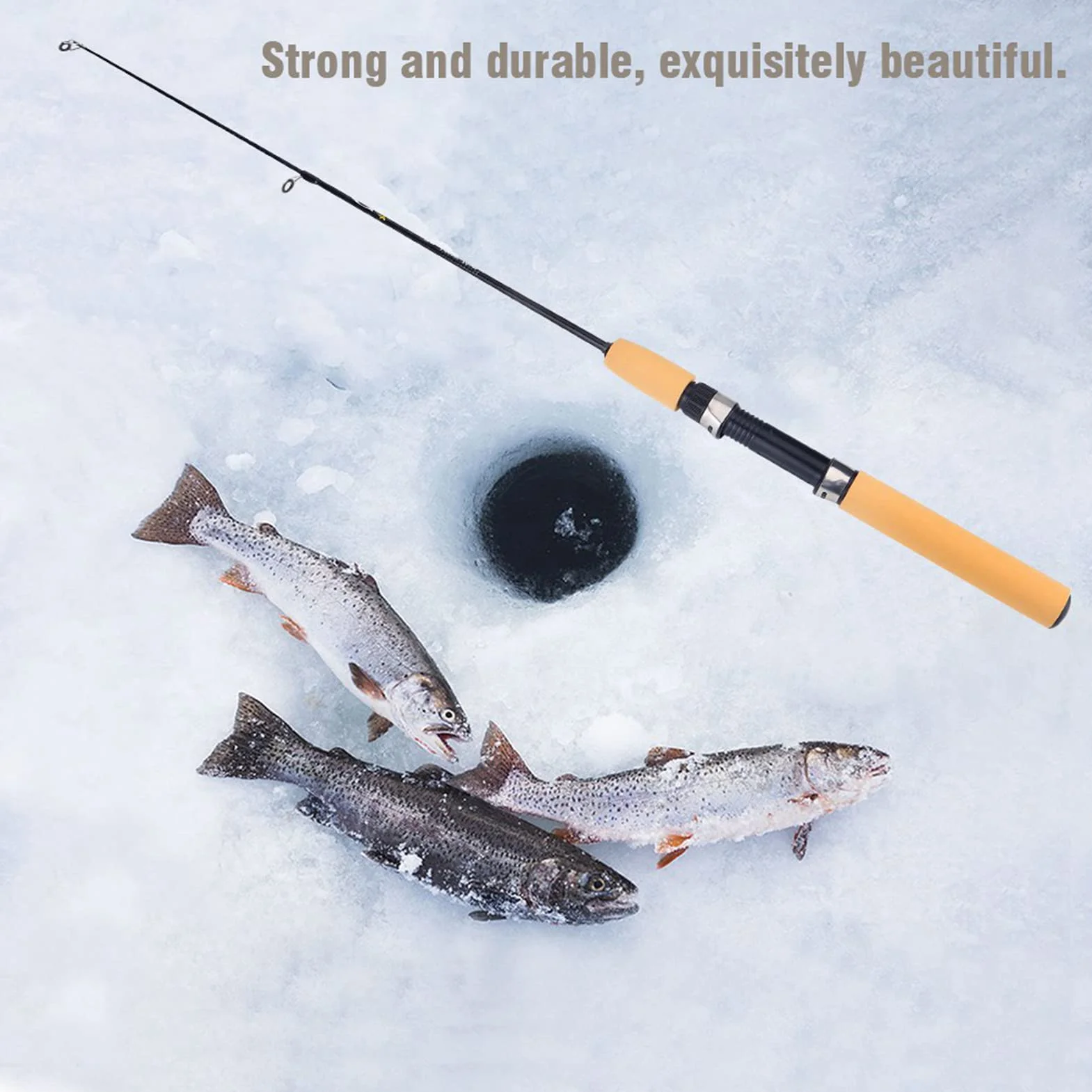 Caña de Pescar Retráctil Fibra de Vidrio Mini Carrete de Pesca en Hielo