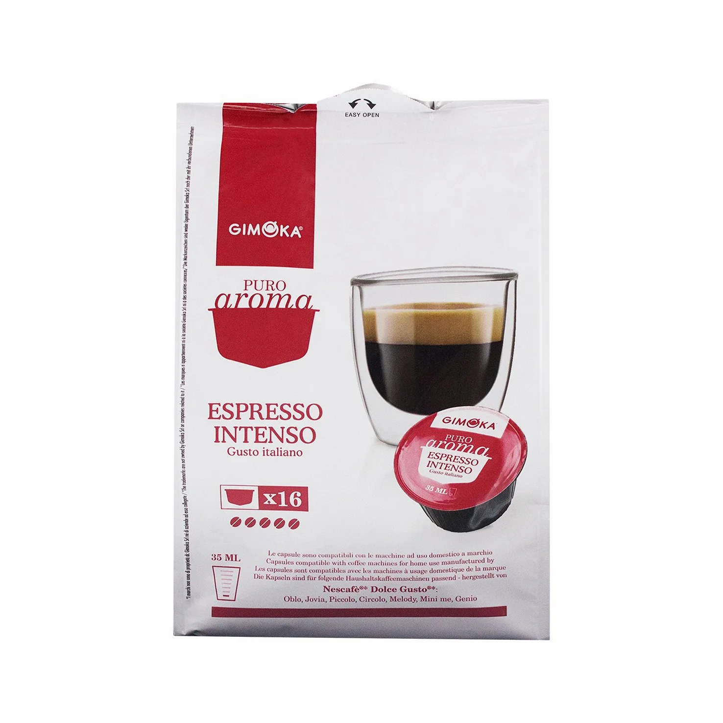 Gimoka Puro Aroma Espresso Intenso, Gusto Italiano, Café, Cápsulas de Café Nescafé Dolce Gusto Compatible, Rojo, 160 Cápsulas