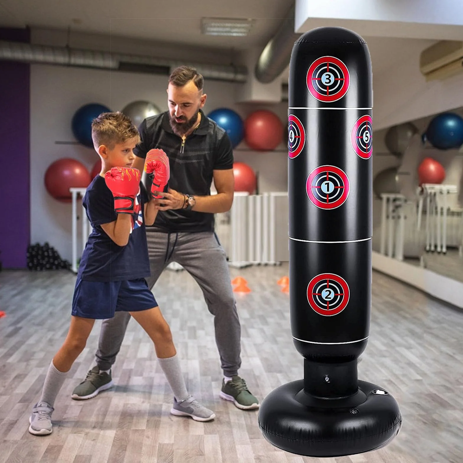 Saco de boxeo infantil de pie 168 cm PVC para entrenamiento niños 3-12 años