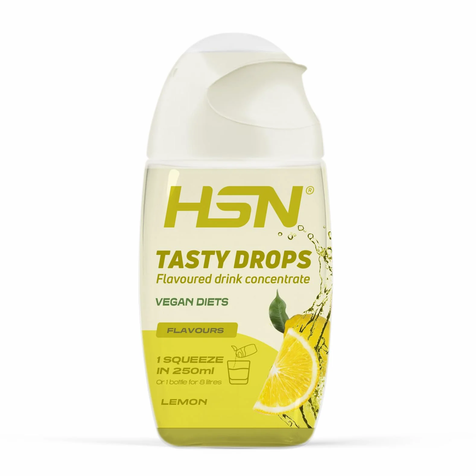 HSN Tasty Drops Saborizante Líquido Sin Calorías para Agua | Sabor Limón - 65ml (hasta 8 litros) | Gotas Saborizantes Sin Azúcar | Potenciador de Bebidas | Apto Vegano, Sin Gluten