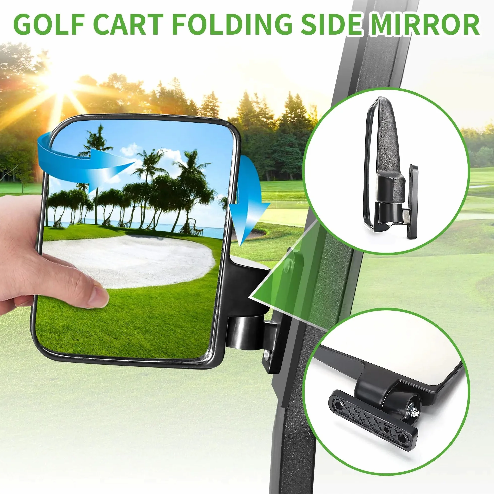 Espejos laterales de carrito de golf para Club Car EZ-GO Yamaha