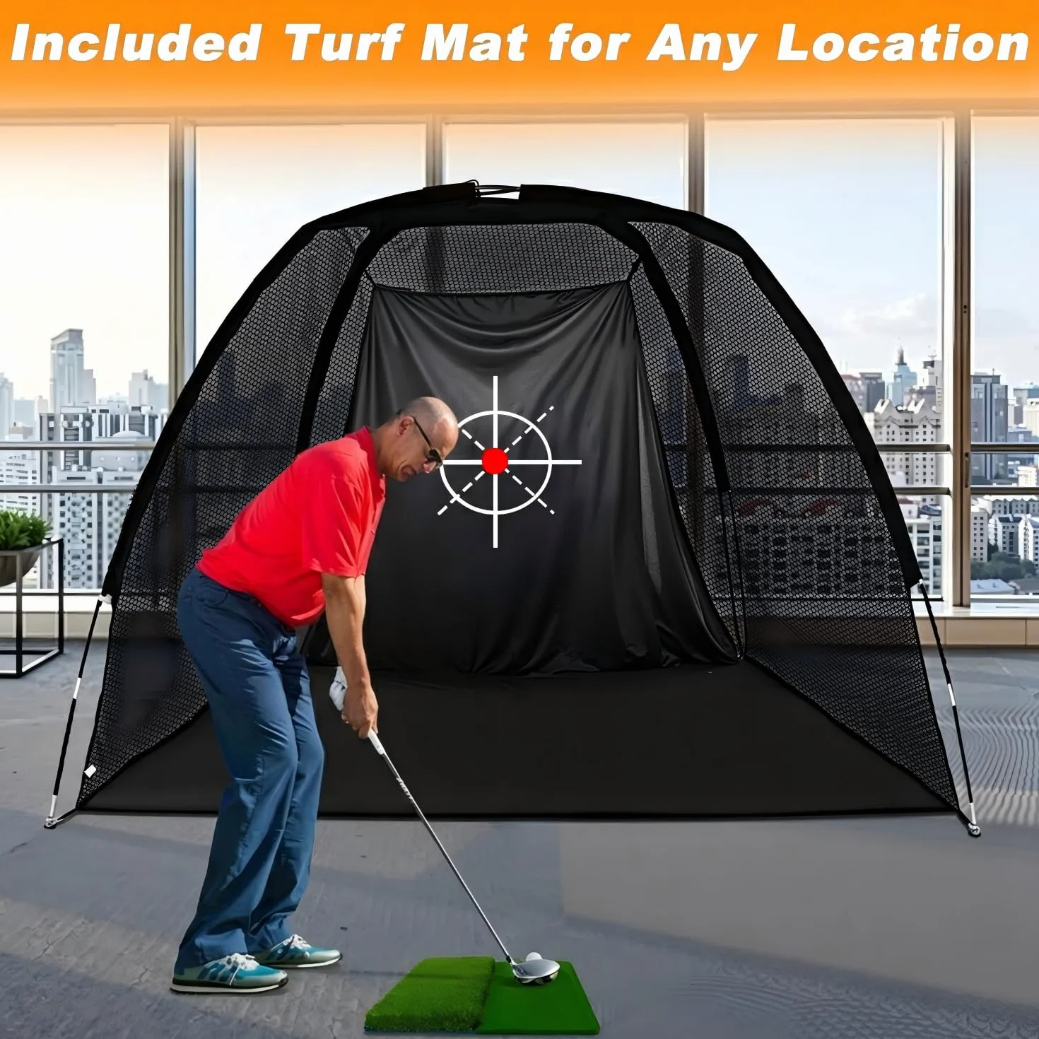 Kapler Red de práctica de golf 7x6x10 pies con bolsa de transporte