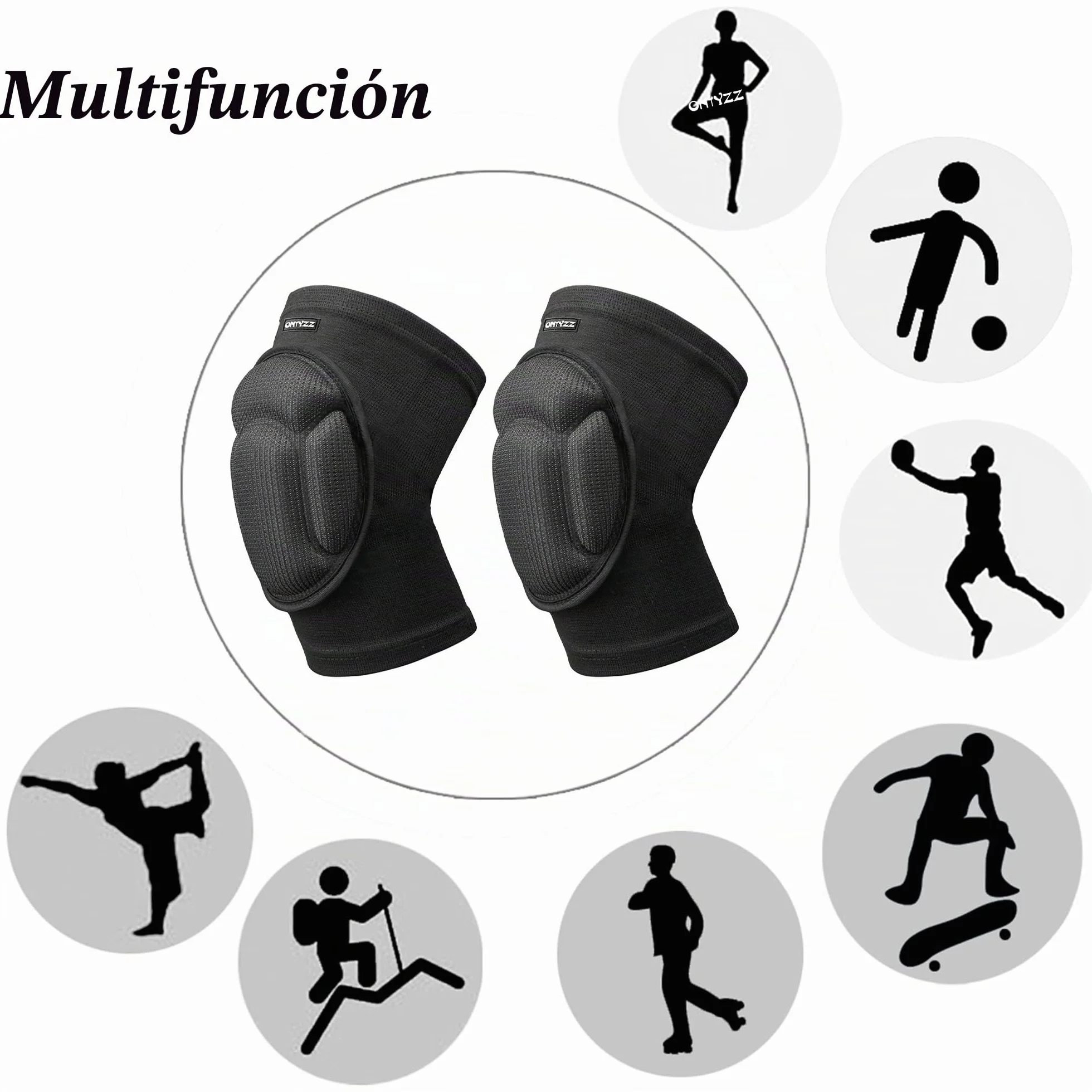 ONTYZZ Rodilleras Transpirables Anti-colisión Engrosamiento para Voleibol Portero Fútbol (1 par)
