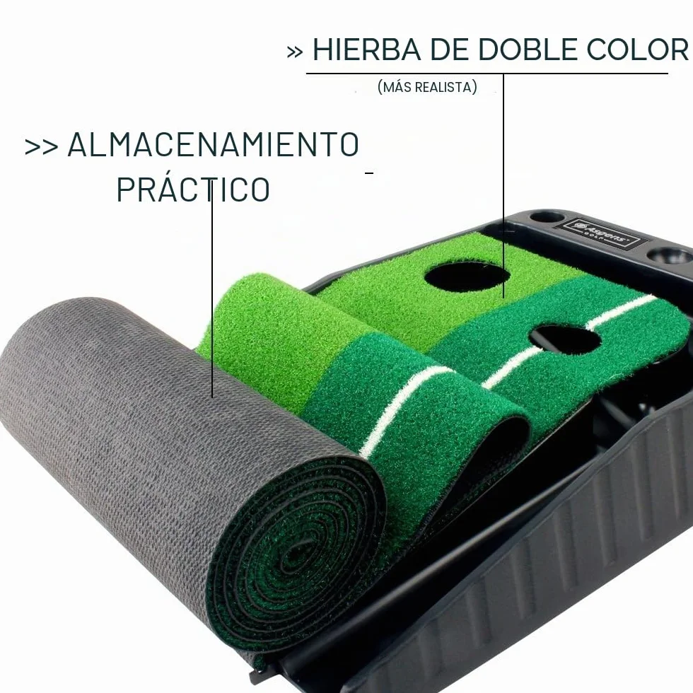 Golf Putting Trainer, Tapete de Golf de Césped de Dos Colores con Retorno de Bola Automático