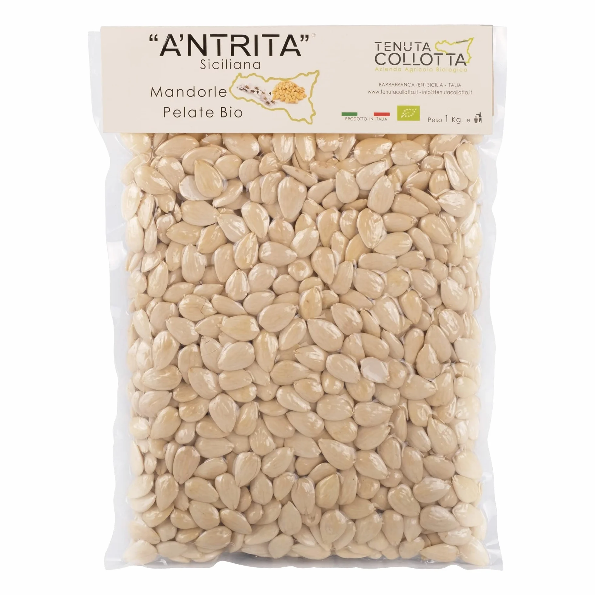 A'Ntrita® - Almendras Peladas Orgánicas 1 Kg - 100% Italiano - Made in Sicily
