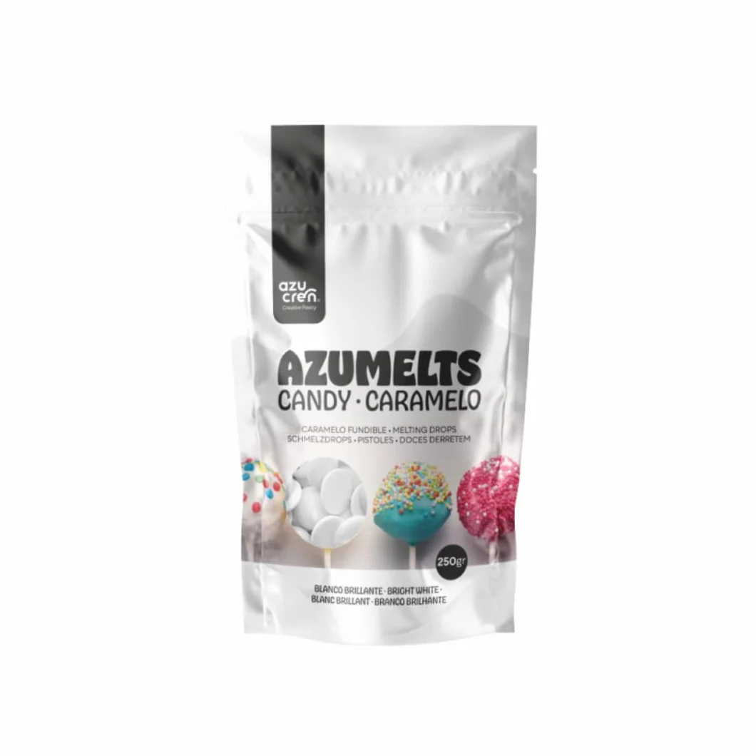 Azucren, Cobertura para Derretir, Sabor Similar al Chocolate, Ideal para Cubrir, Moldear, Bañar y Decorar Tartas, Cake Pops y Postres, Textura Cremosa y Fácil de Usar, 250 g (Blanco Brillante)