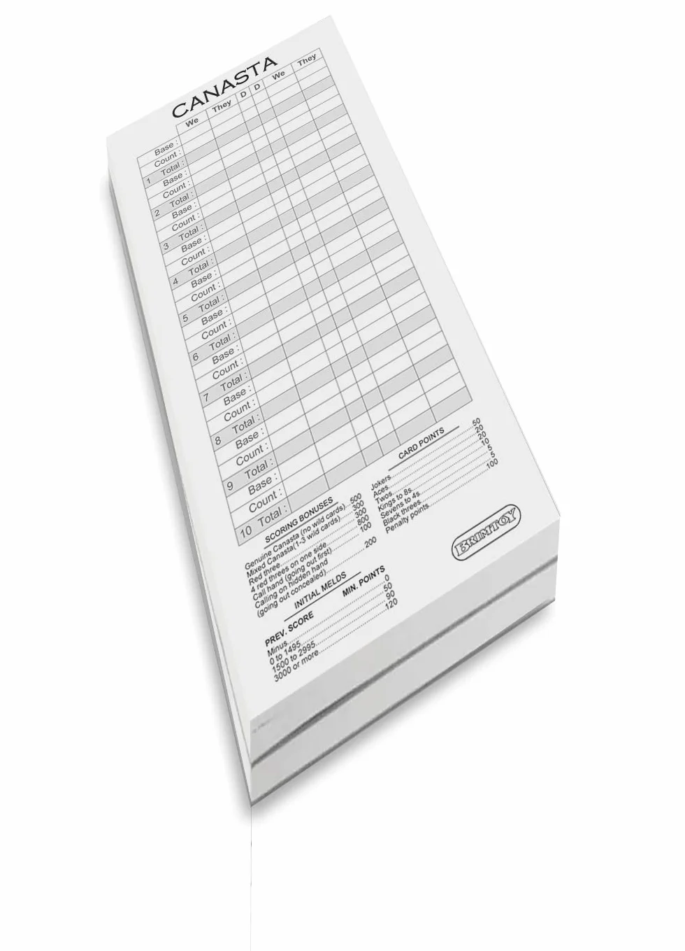 Canasta Bloques de Puntuación Tarjetas de Puntuación Paquete Doble