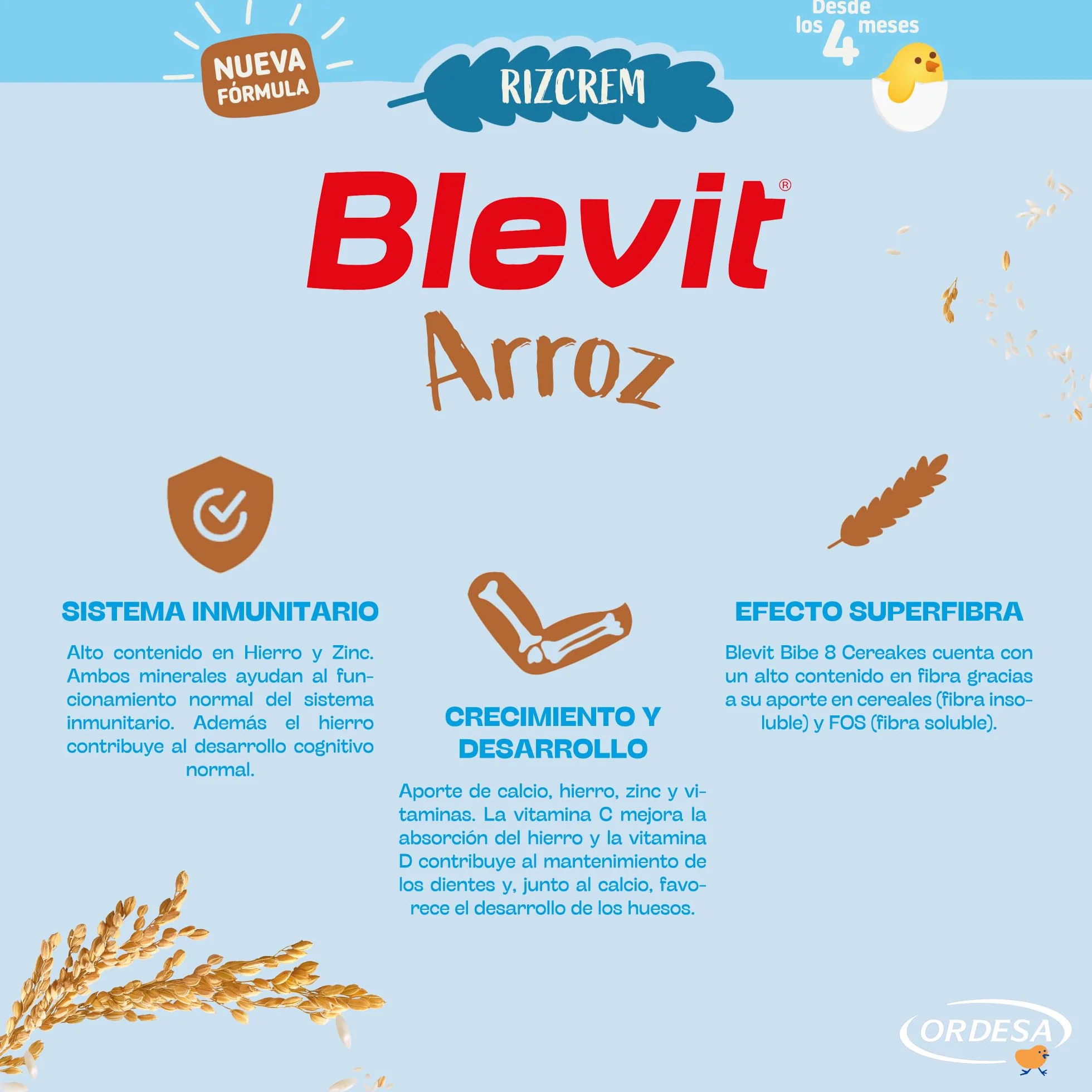 Blevit Rizcrem Arroz | 225 g | Papilla de Cereales para Bebé desde los 4 Meses con Crema de Arroz - Sin Gluten y Sin Azúcares Añadidos - Facilita la digestión