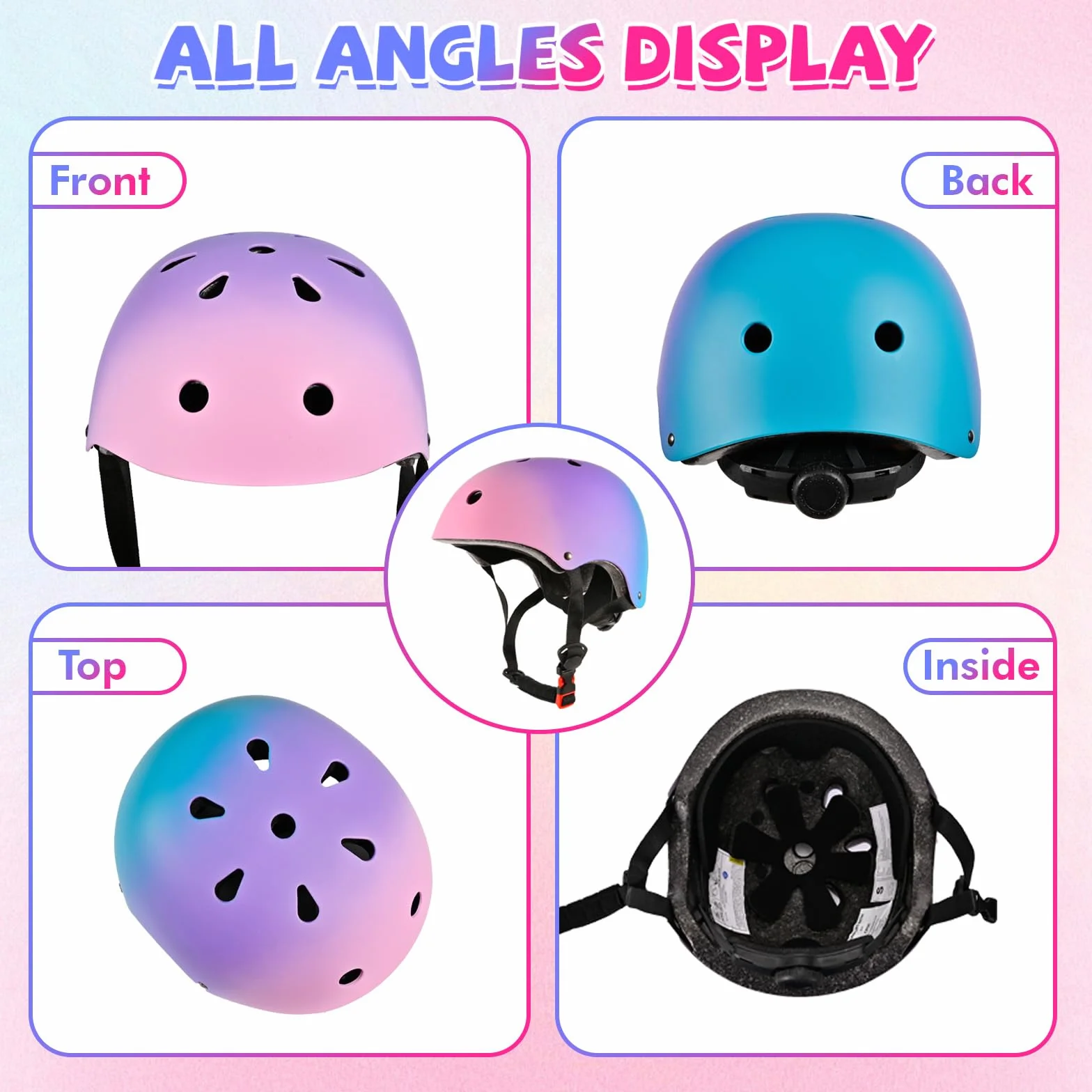 Casco de Bicicleta Ajustable para Niños, Cascos Infantiles de Protección Multideporte Ciclismo