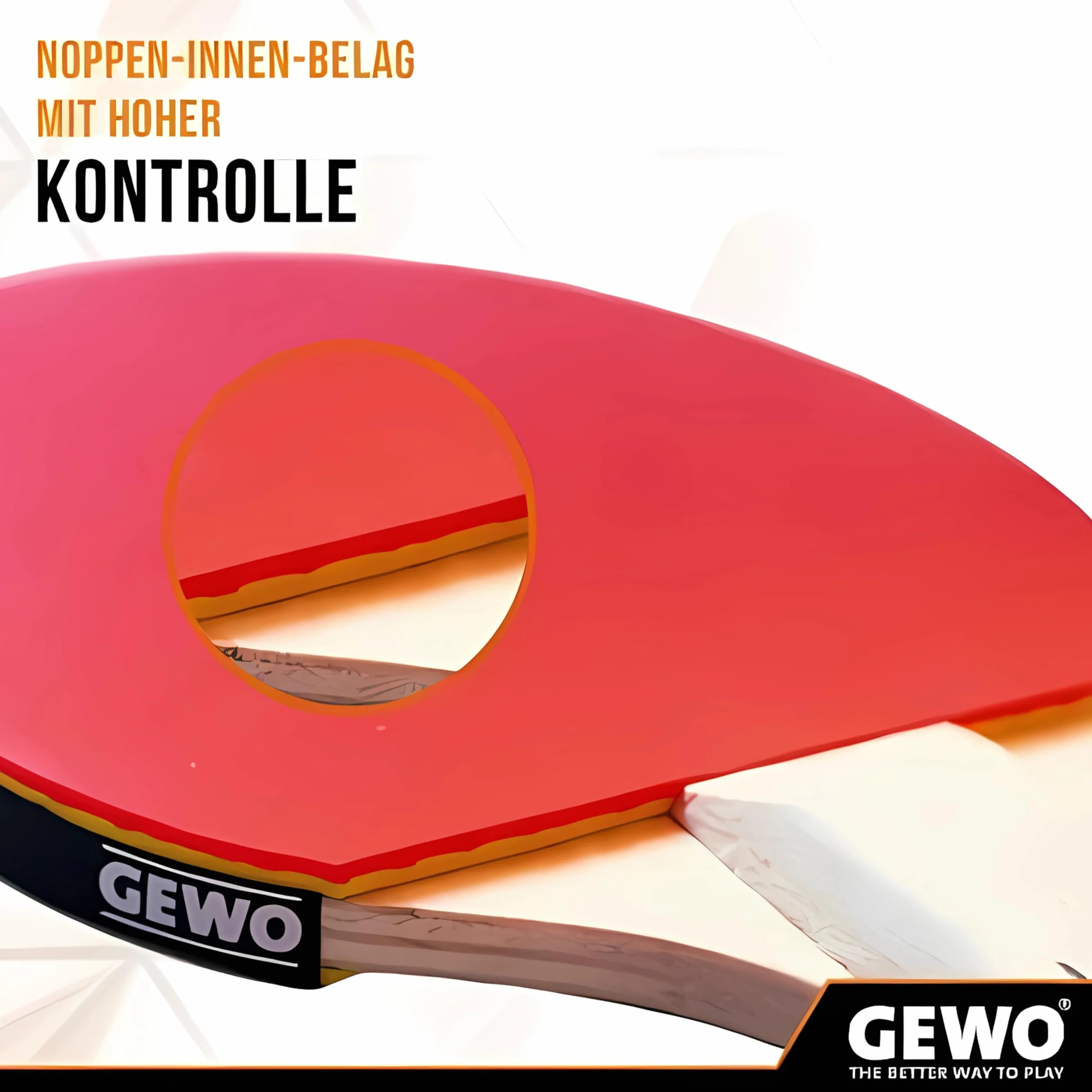 GEWO Mini Raqueta de Ping Pong con Mango Reducido 15,5 x 9,5 cm