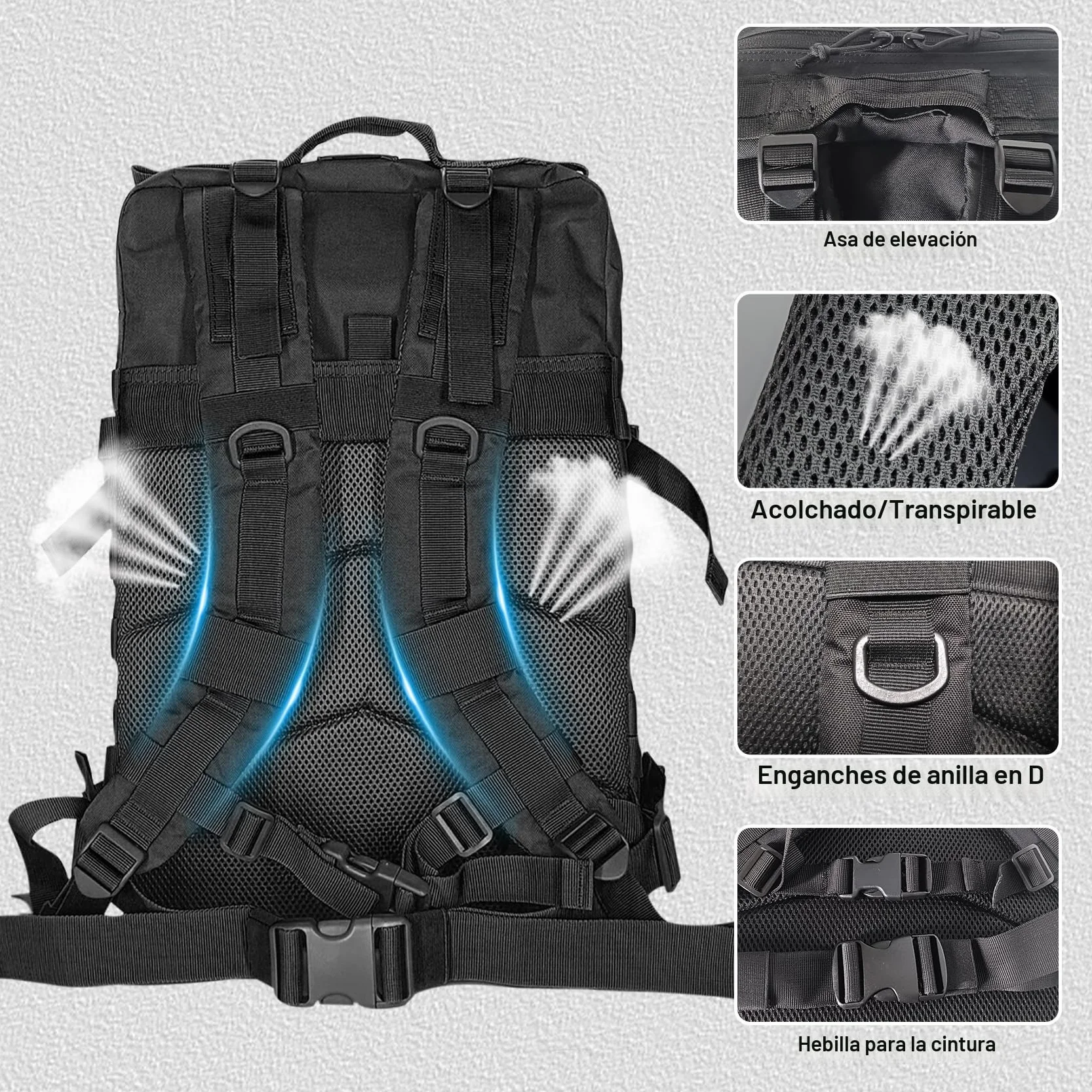 Mochila Militar Impermeable 45 Litros Tactica Gran Capacidad para Viaje Pesca Caza Camping