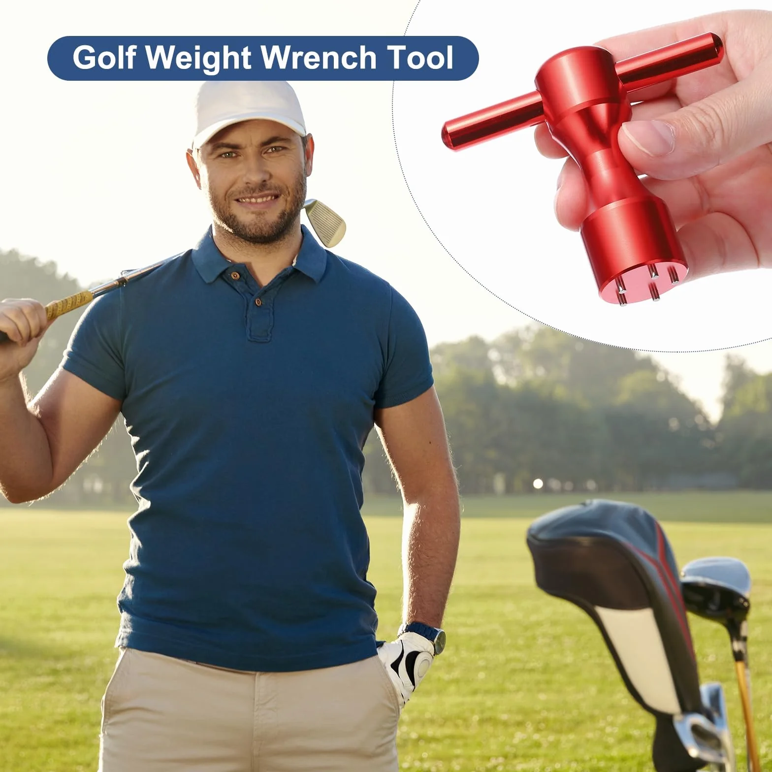 QUARKZMAN Llave de peso para golf de aleación de aluminio con 5 agujeros para putter Studio Select Button Back Rojo
