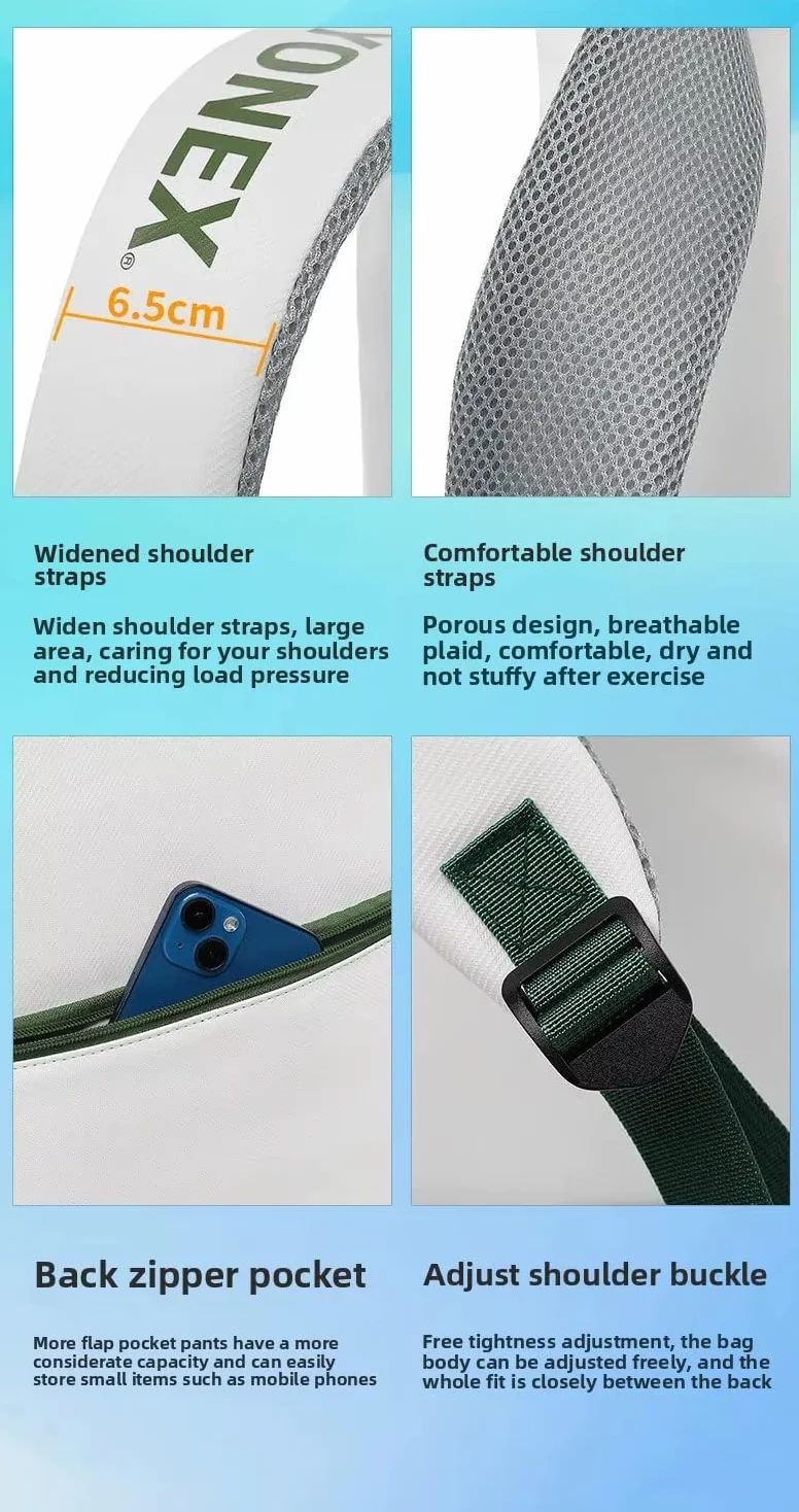 YONEX Bolsa Deportiva de Raqueta para Bádminton y Tenis, Compartimento Separado para Zapatos, Blanco y Negro