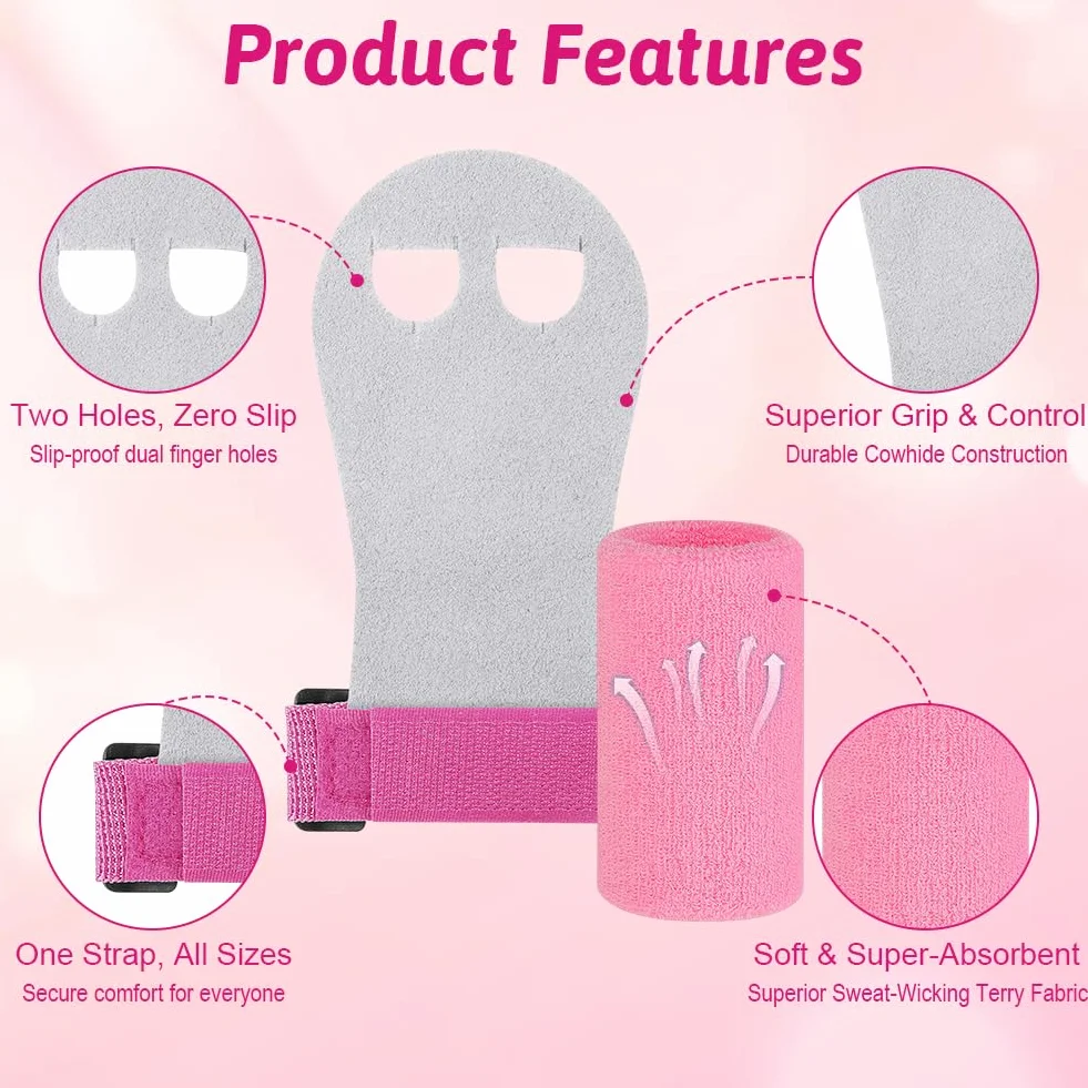 DiULi Almohadillas de Agarre para Niños, Juego de Palma de Piel para Dominadas, Gymnastic Hand Grips con Muñequeras