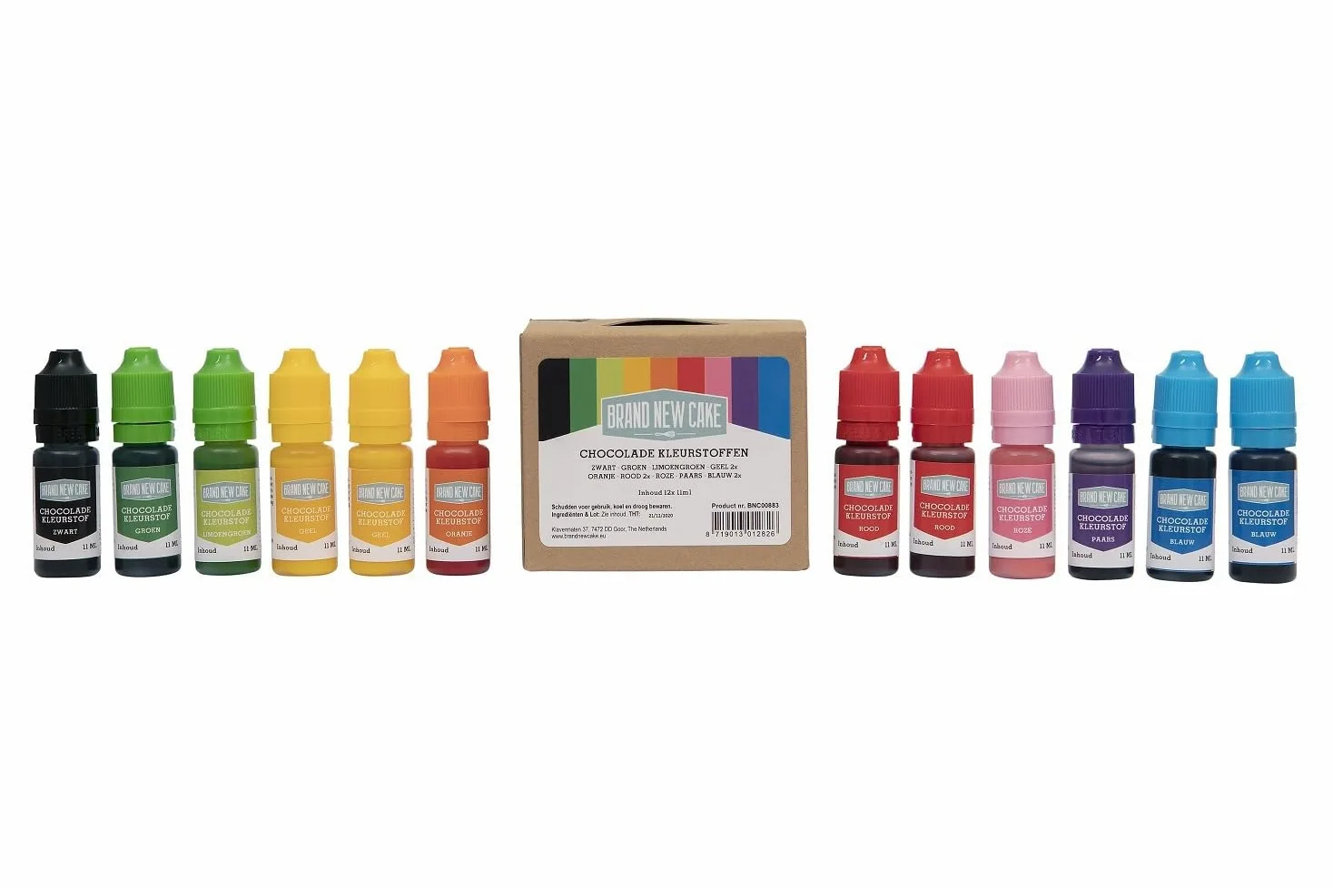 BrandNewCake® Gel Colorante para Chocolate - Set de 12 x 11ml - Colorante Alimentario Comestible - Ideal para Repostería y Decoración