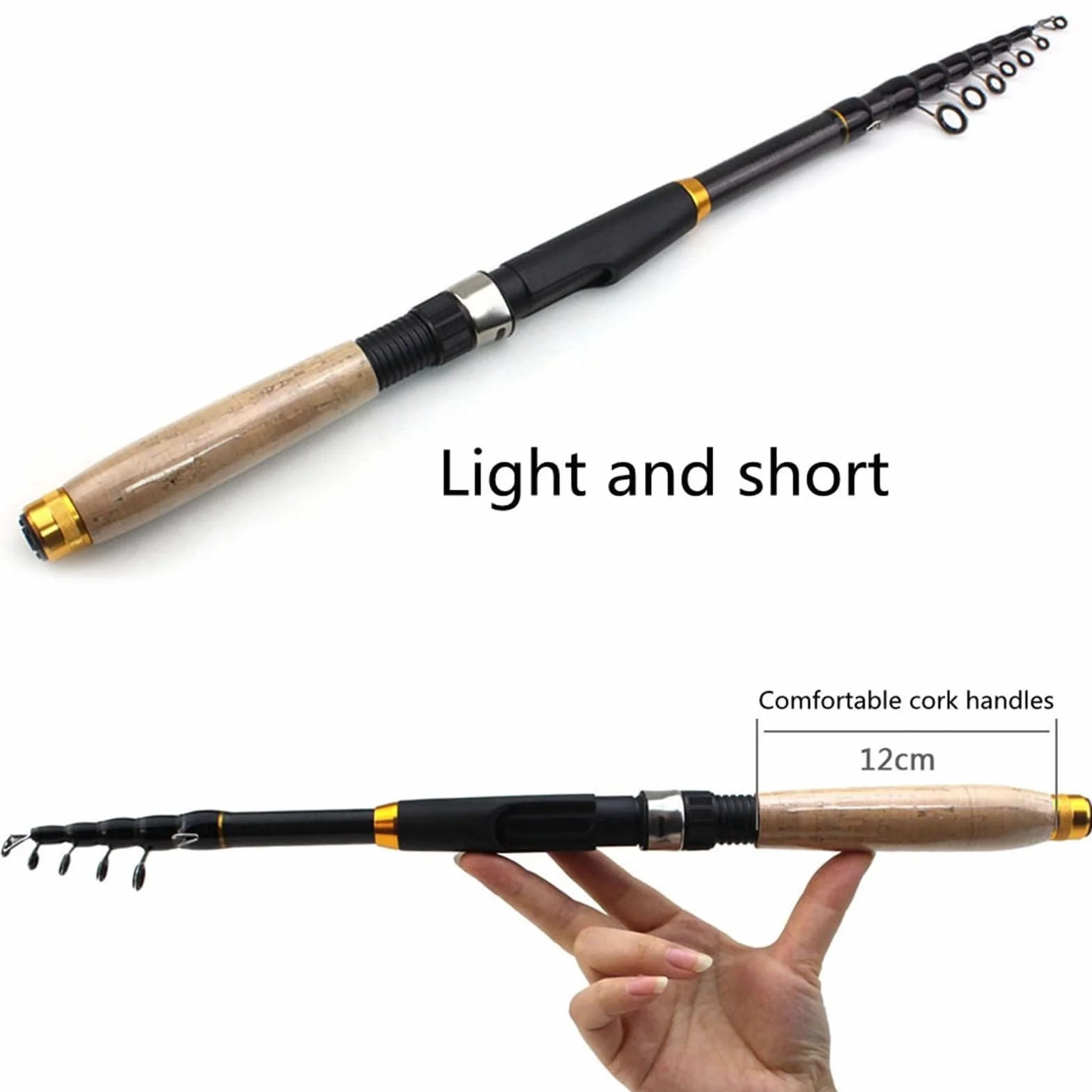 Caña de Pescar Telescópica YG020 1,8-3,6 m Fibra de Carbono Mango Corcho Carpa