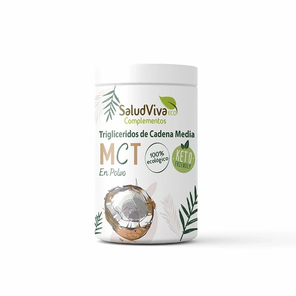 MCT en polvo ecológico de coco SaludViva 150 g | Triglicéridos de cadena media para energía rápida | Ideal para café, batidos y recetas keto | Complemento alimenticio sin gluten