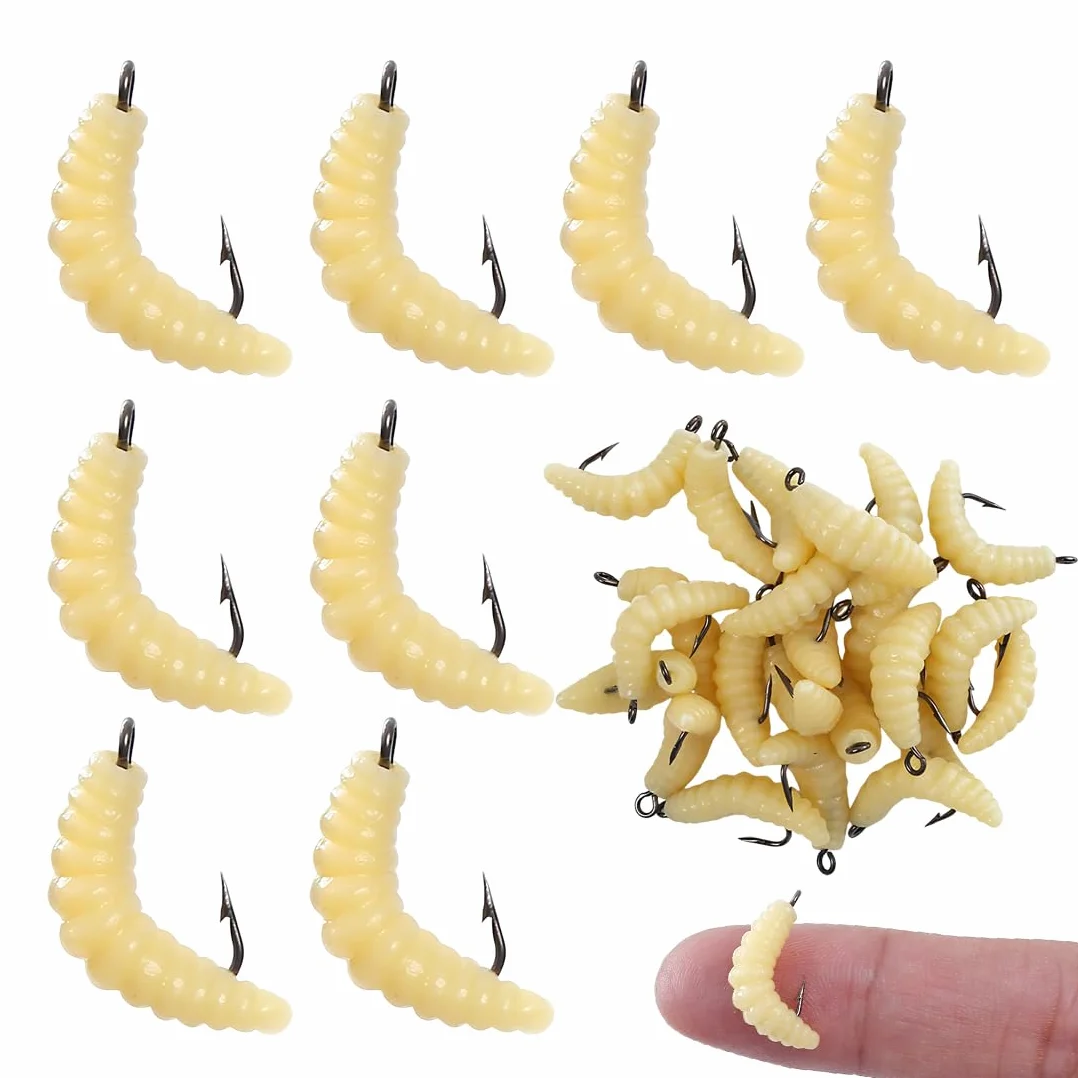 Gusanos De Silicona Suave Con Anzuelo De Pesca, Cebo 50 sztuk
