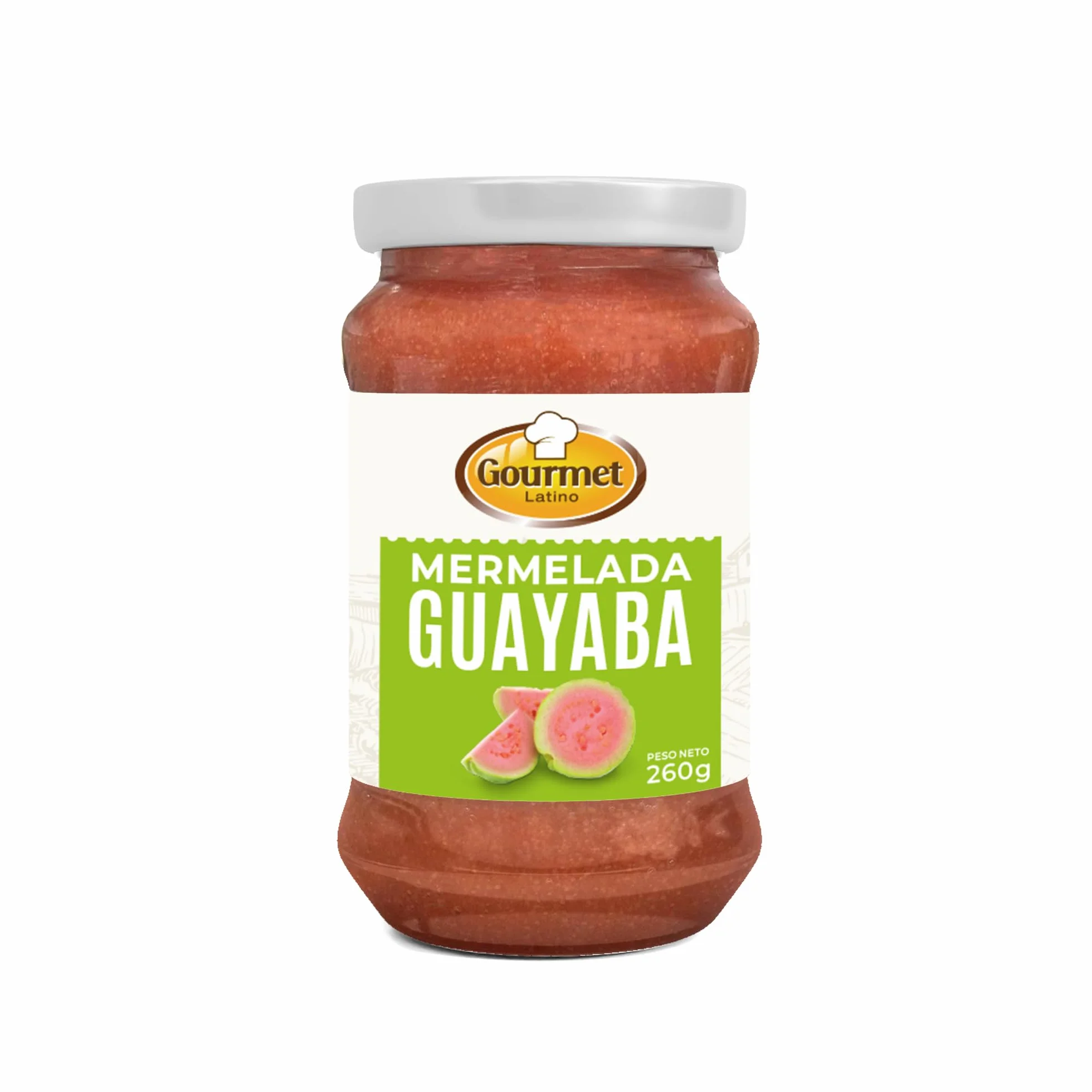 Gourmet Latino - Mermelada de Guayaba - 260 g - Ideal para Desayuno o Meriendas - Sabor Tropical Auténtico - Alto Contenido en Hidratos de Carbono