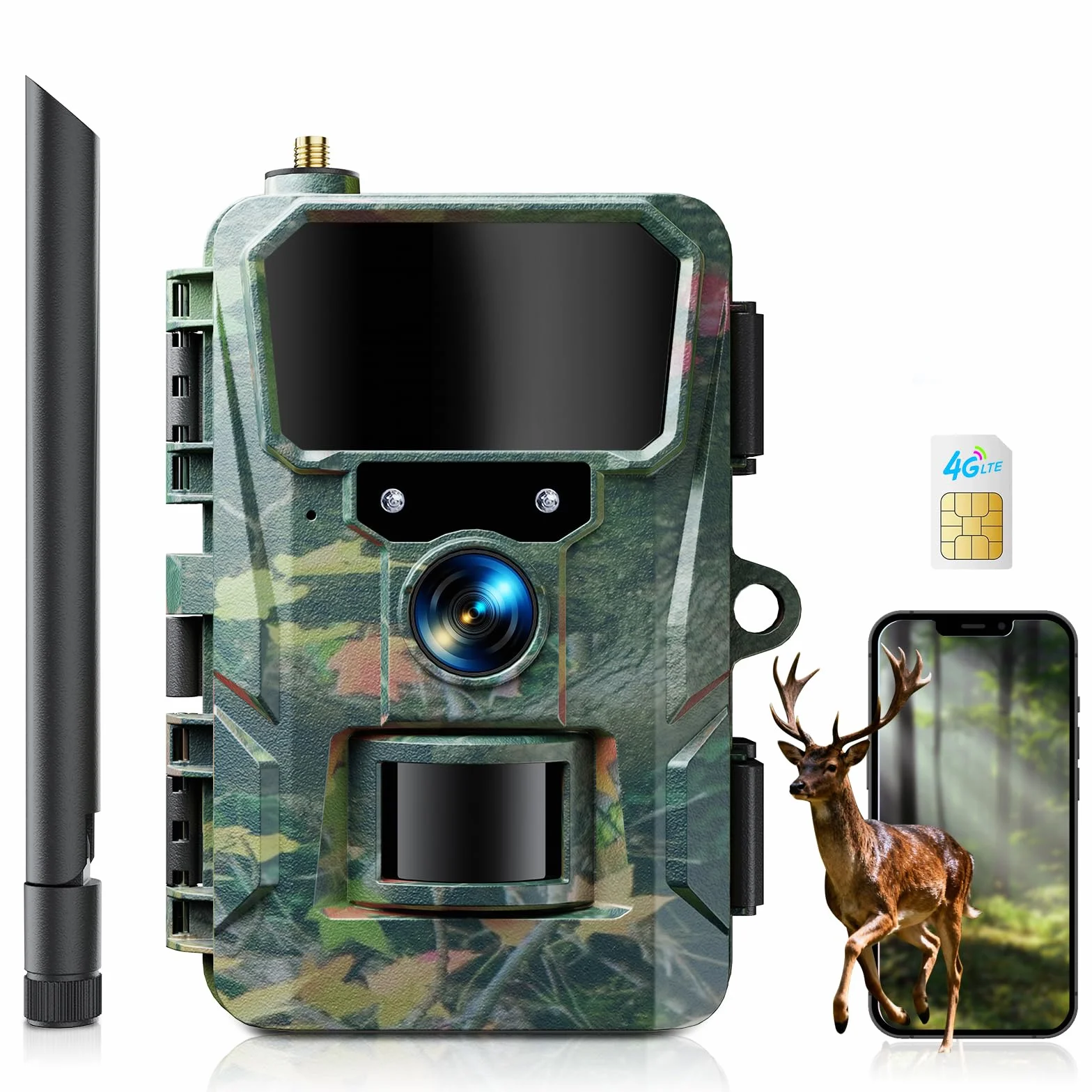 WOLFANG Cámara de Caza 4G 48MP 2K HD Nocturna 850 NM LED IR IP66 WT07
