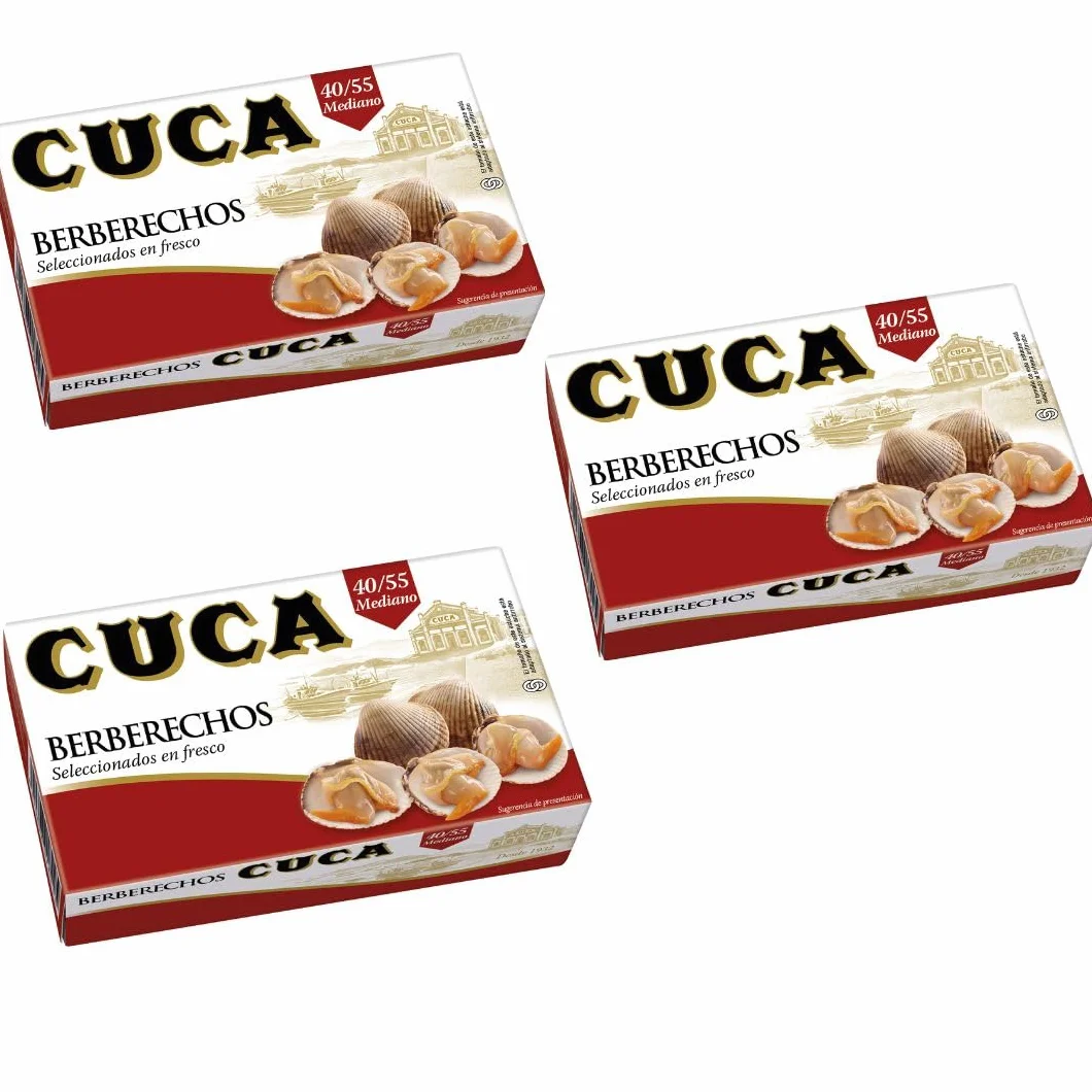 Cuca Berberechos al natural grandes 40/55, Pack de 3 latas 120 gr