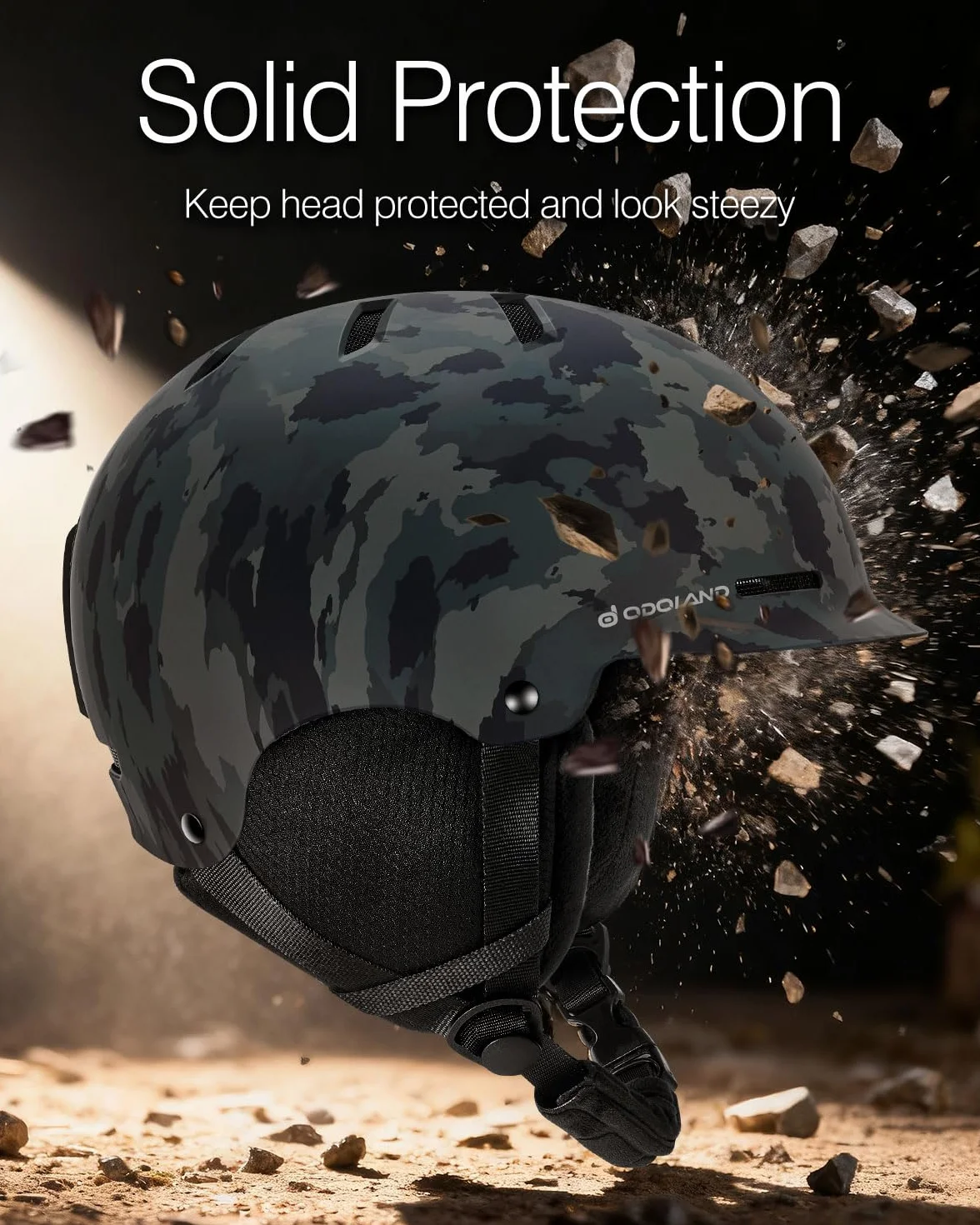 Odoland Casco de Esquí y Snowboard para Hombres Mujeres con Ventilación y Orejeras Desmontable