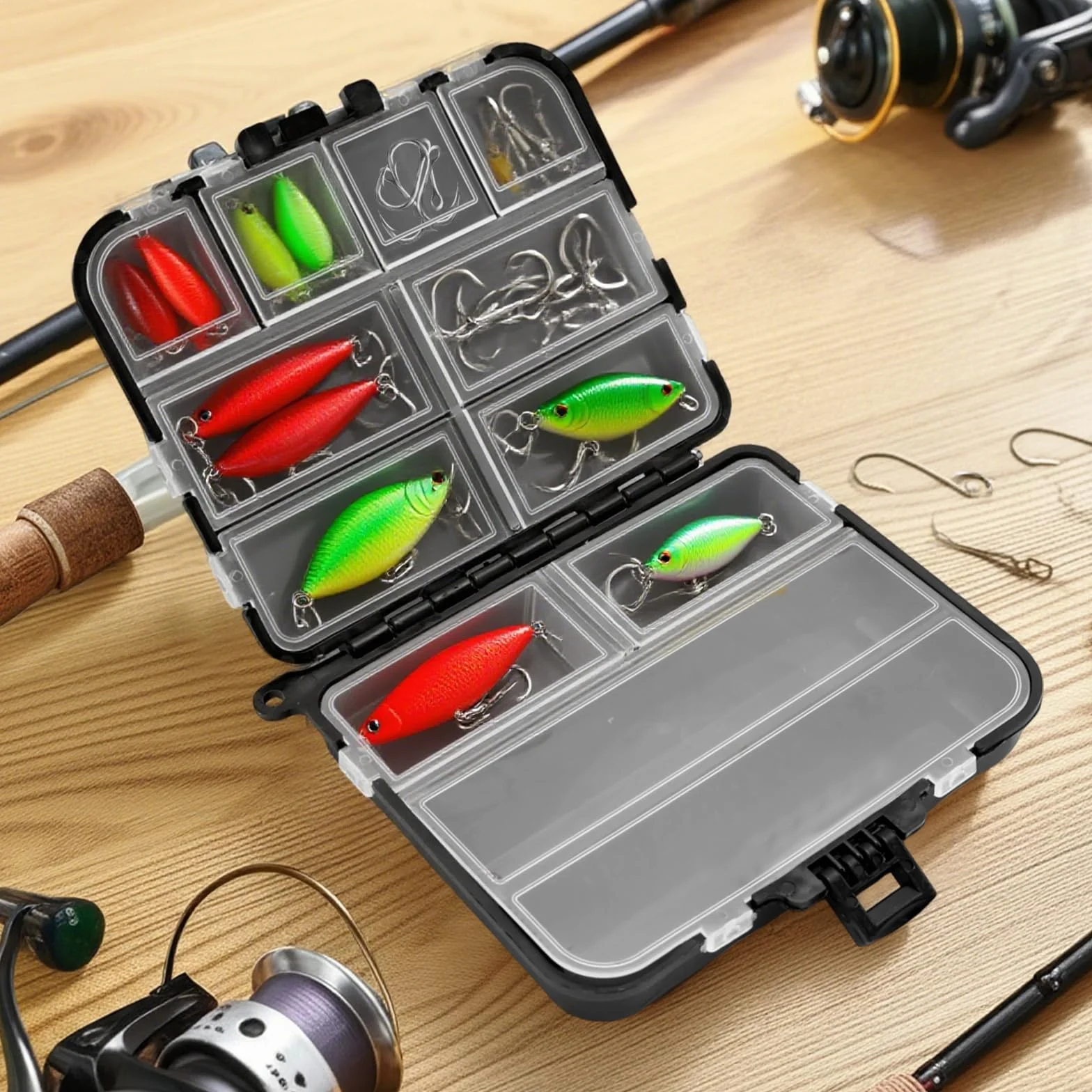 KOUHA Caja de Pesca Doble Capa 3 Piezas para Señuelos y Accesorios