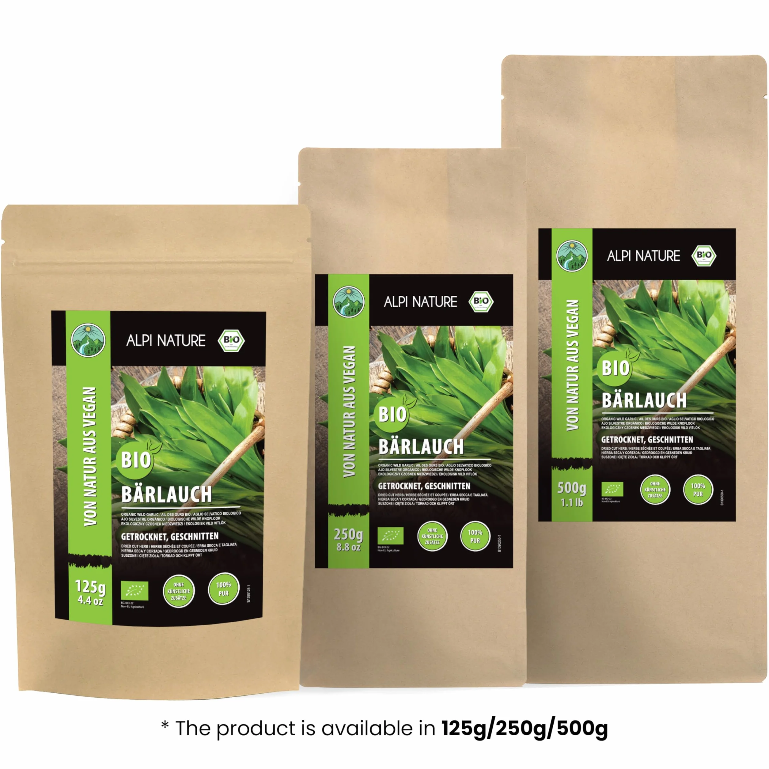 Alpi Nature Ajo Silvestre Orgánico 125g, Hojas de Ajo Silvestre Secas y Picadas para Cocinar