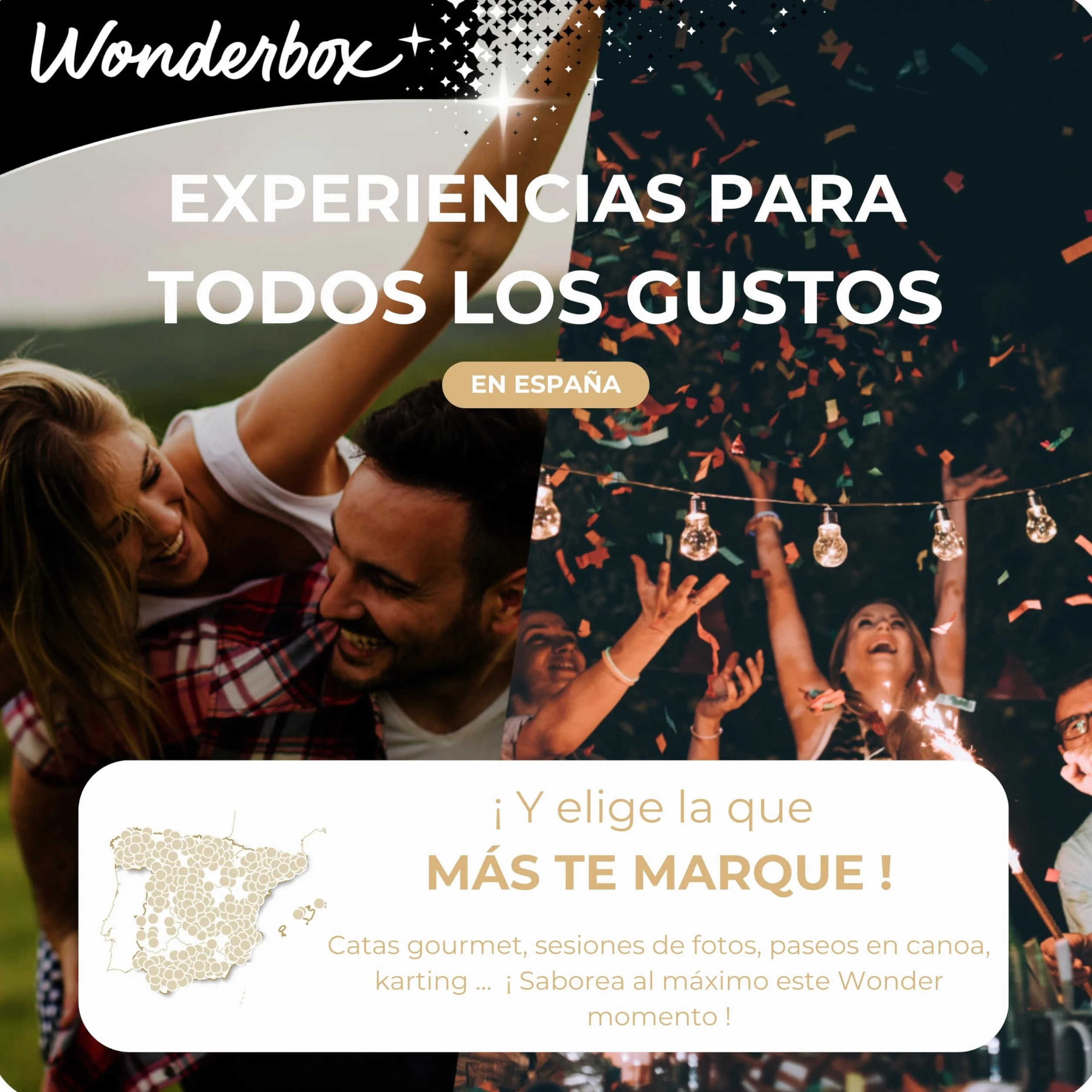 WONDERBOX Caja Regalo Cine menú 2 Personas 2 entradas Cine 2 menús Palomitas Bebidas Válido 3 años