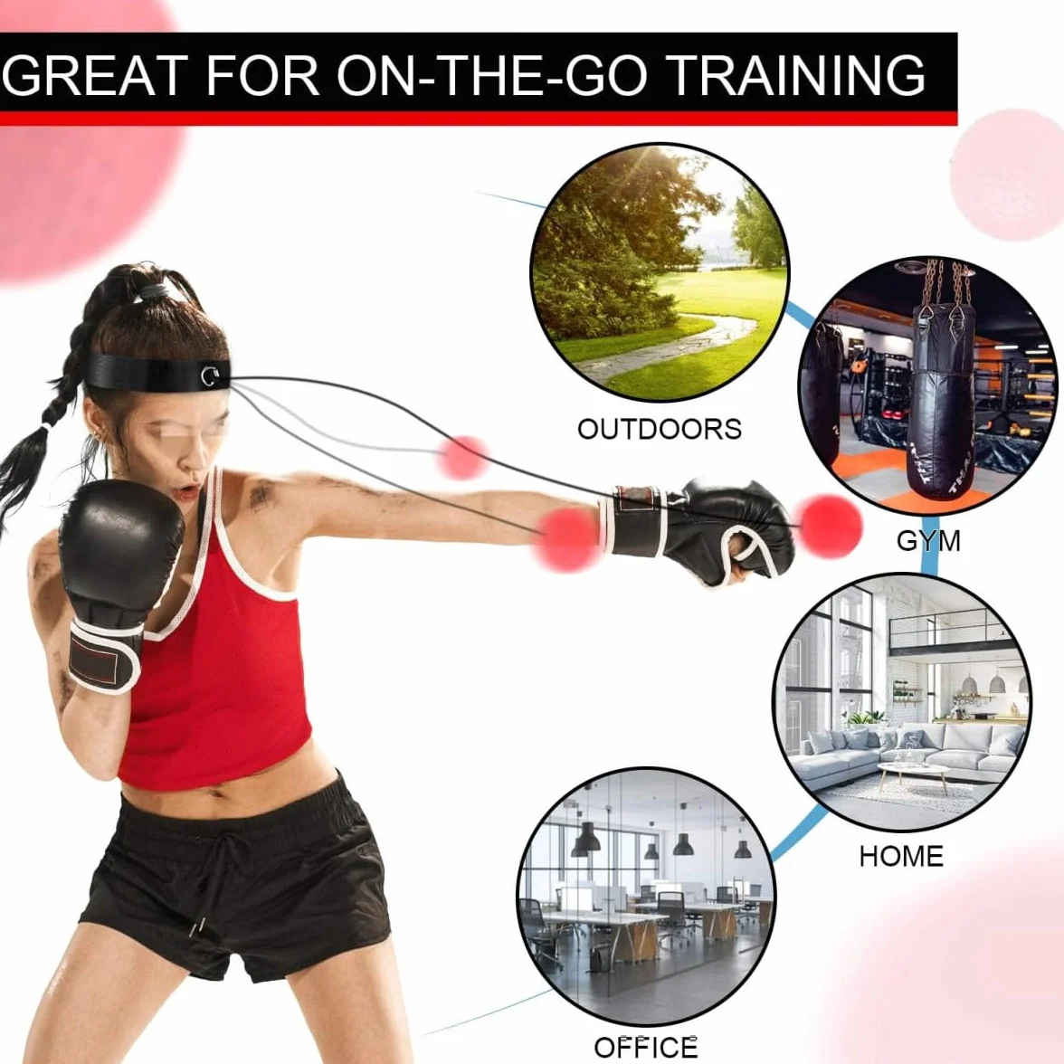 Pelota de Entrenamiento para Boxeo y Reflejos - Juego de 2 Pelotas de Reacción con Diadema Ajustable