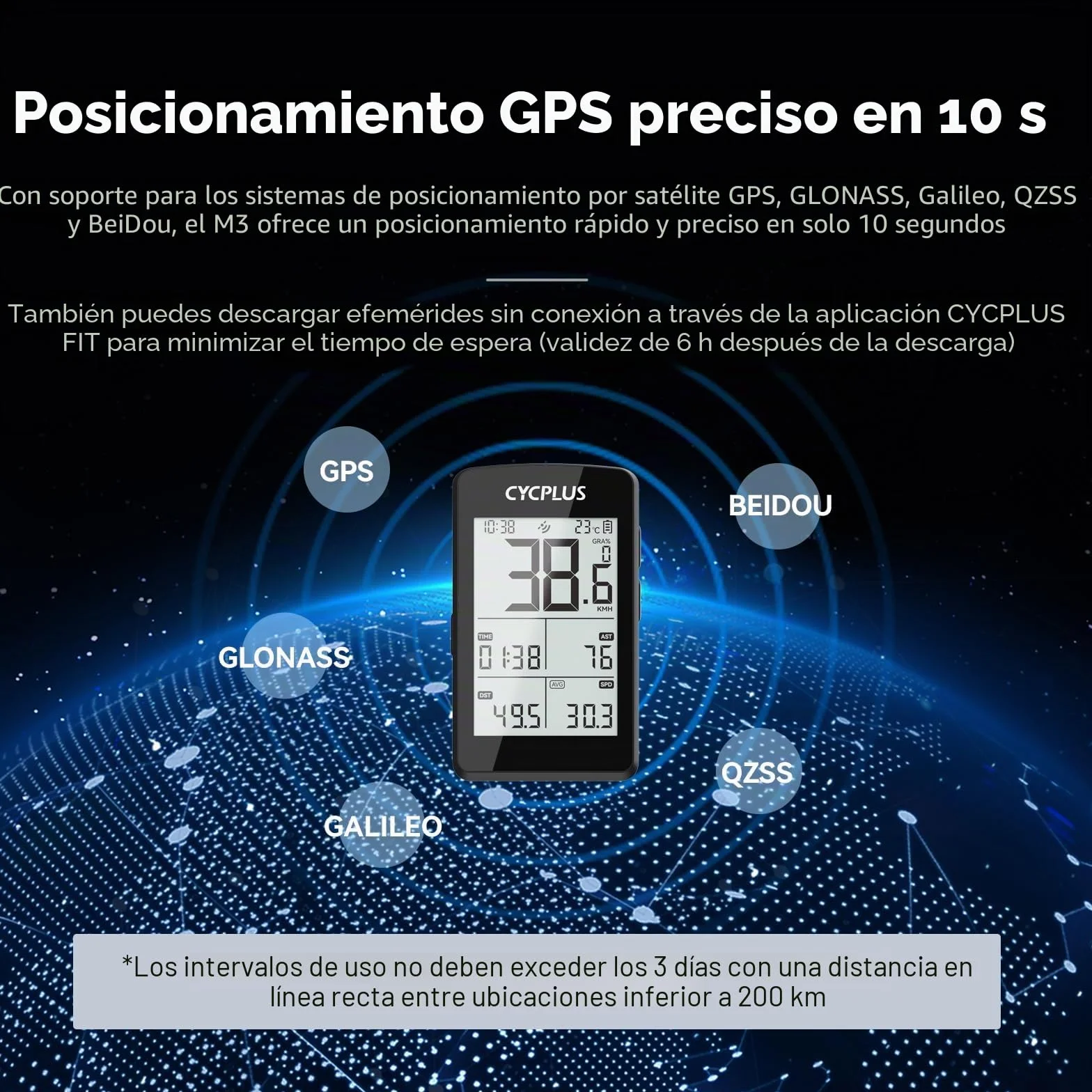 CYCPLUS GPS Ordenador para bicicleta ANT+ Bluetooth 5.0 pantalla LCD 2.8 pulgadas cuentakilómetros 100 horas batería retroiluminación