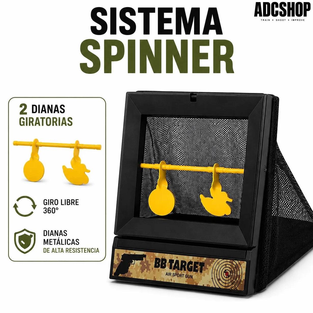Cazabalines Airsoft Tiro Dual + 100 dianas 17x17 cm Objetivos móviles