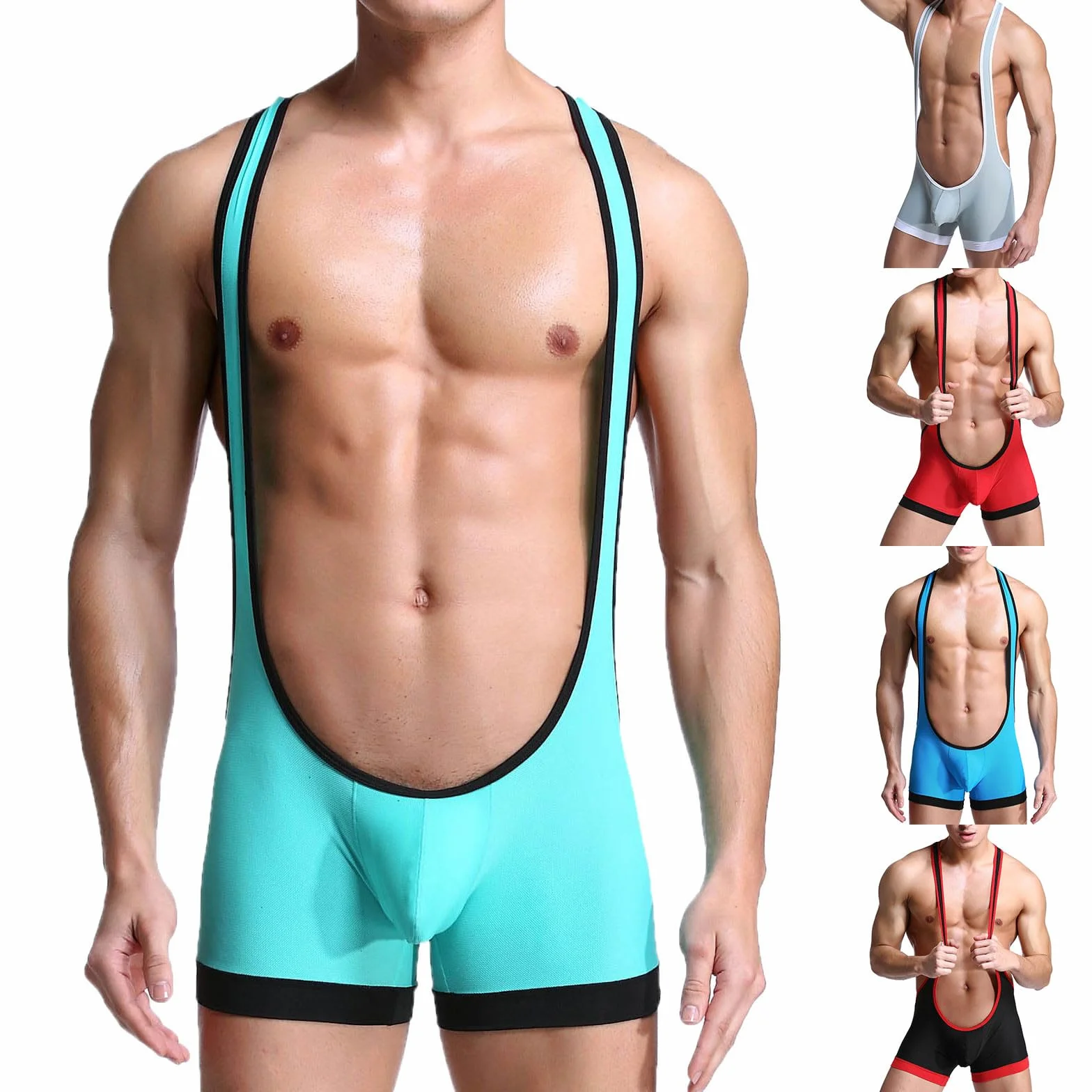 Traje de lucha libre para hombre, body de una pieza, ropa interior, tanga, tirantes