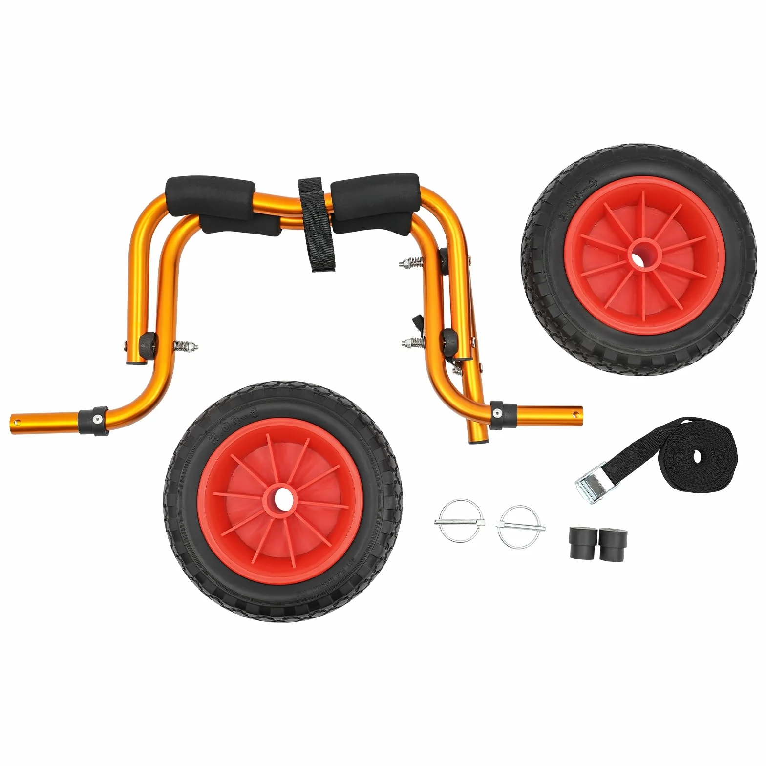 Carro plegable de aluminio para canoas y kayaks, 80 kg, neumáticos de goma maciza