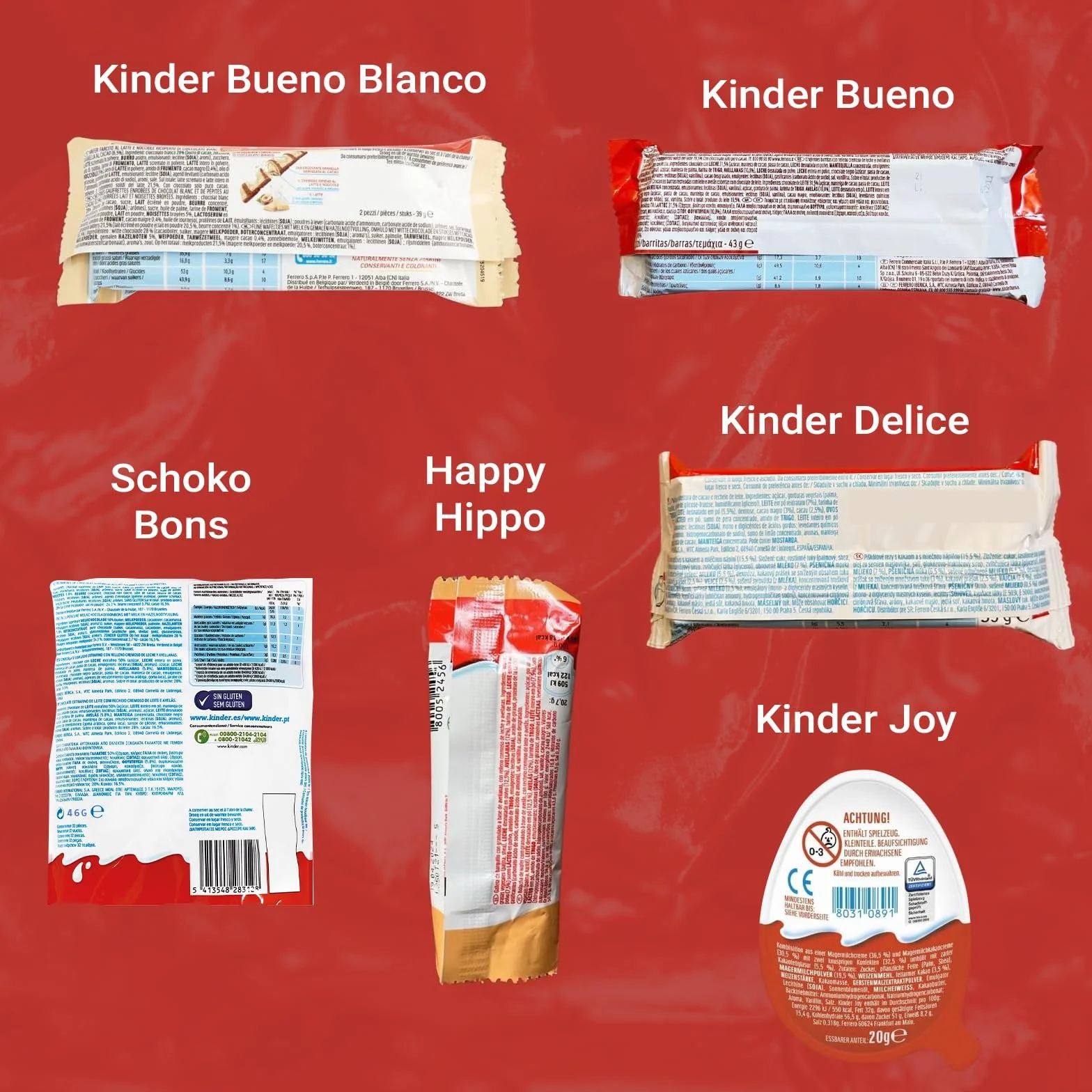 Caja Regalo de Chocolates Kinder | Regalo Original Cumpleaños para Niños y Pareja: Kinder Chocolate, Kinder Bueno, Happy Hippo, Schoko-Bons, Kinder Joy | Amantes de Kinder