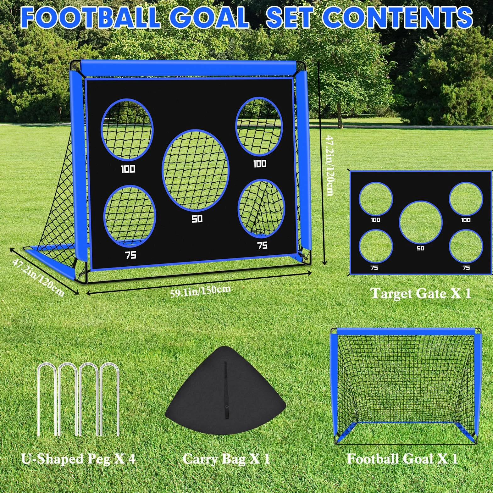 Portería de Fútbol 2 en 1 Pop Up para Niños con Bolsa de Transporte, Entrenamiento de Fútbol Interior y Exterior