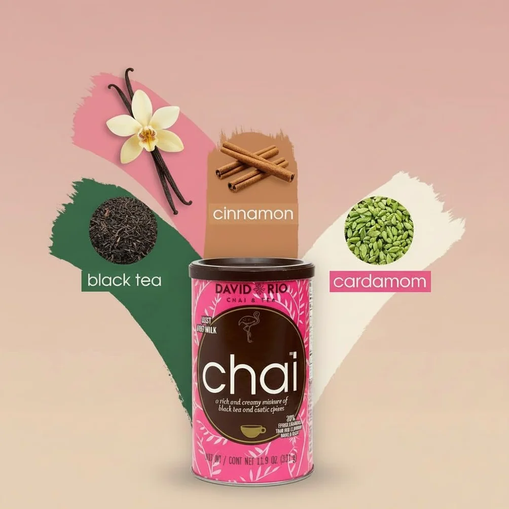 David Rio Chai Vanille Flamingo Vanilla 337g instantánea té Chai Pack 2 unidades