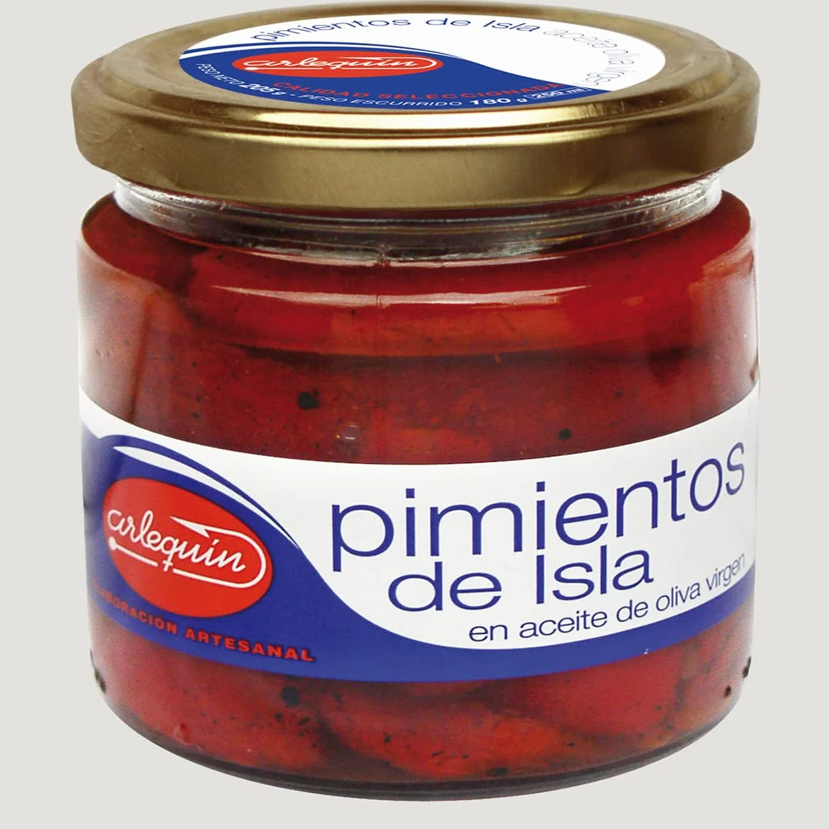 ARLEQUIN Pimientos de Isla, Asados al Horno de Leña, Pack de 4 Tarros de 220 grs (880 grs)