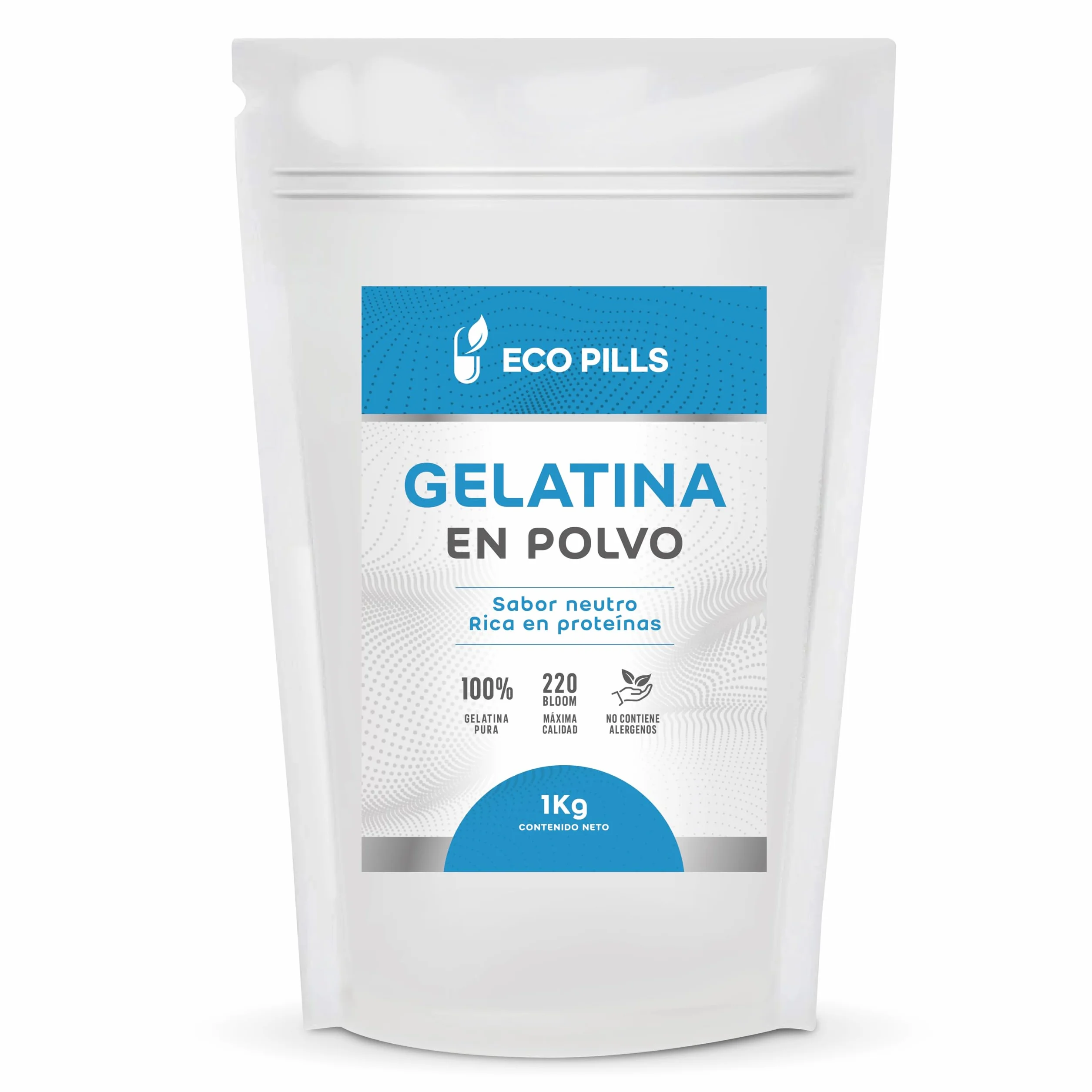 Gelatina en Polvo 1 kg, Sin Sabor, 220 Bloom, 100% Pura, Alta en Proteínas, Fácil de Disolver, Ideal para Repostería, Postres, Batidos, Caldos y Sopas (1Kg)