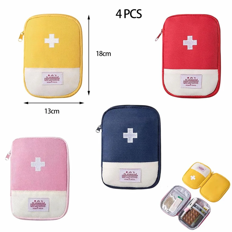 Botiquín de Primeros Auxilios 4 Piezas, Mini Bolsa Médica Vacía, Portátil para Emergencias Hogar Oficina Viajes