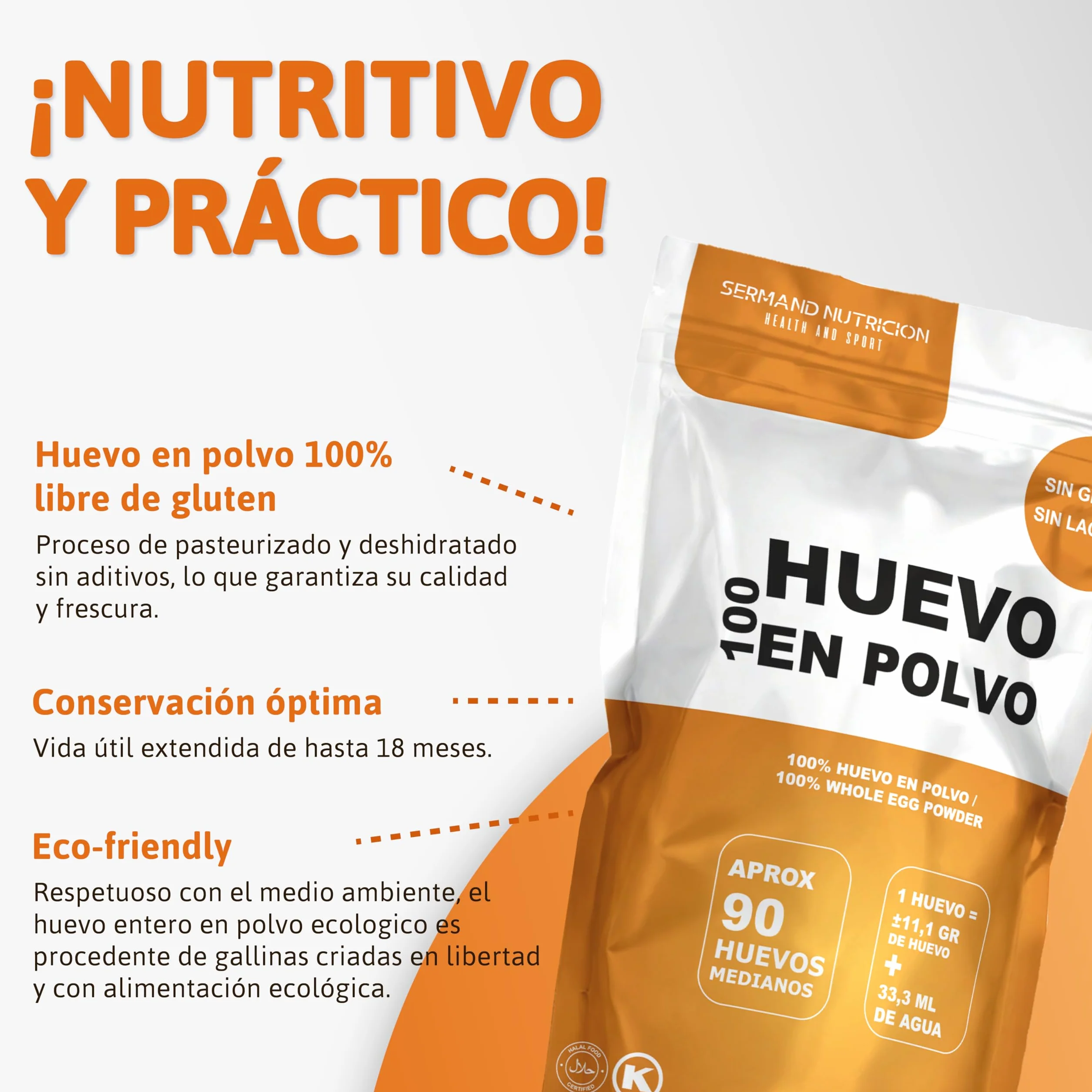 Huevo en Polvo Ecológico 1KG Sin Gluten Sin Lactosa