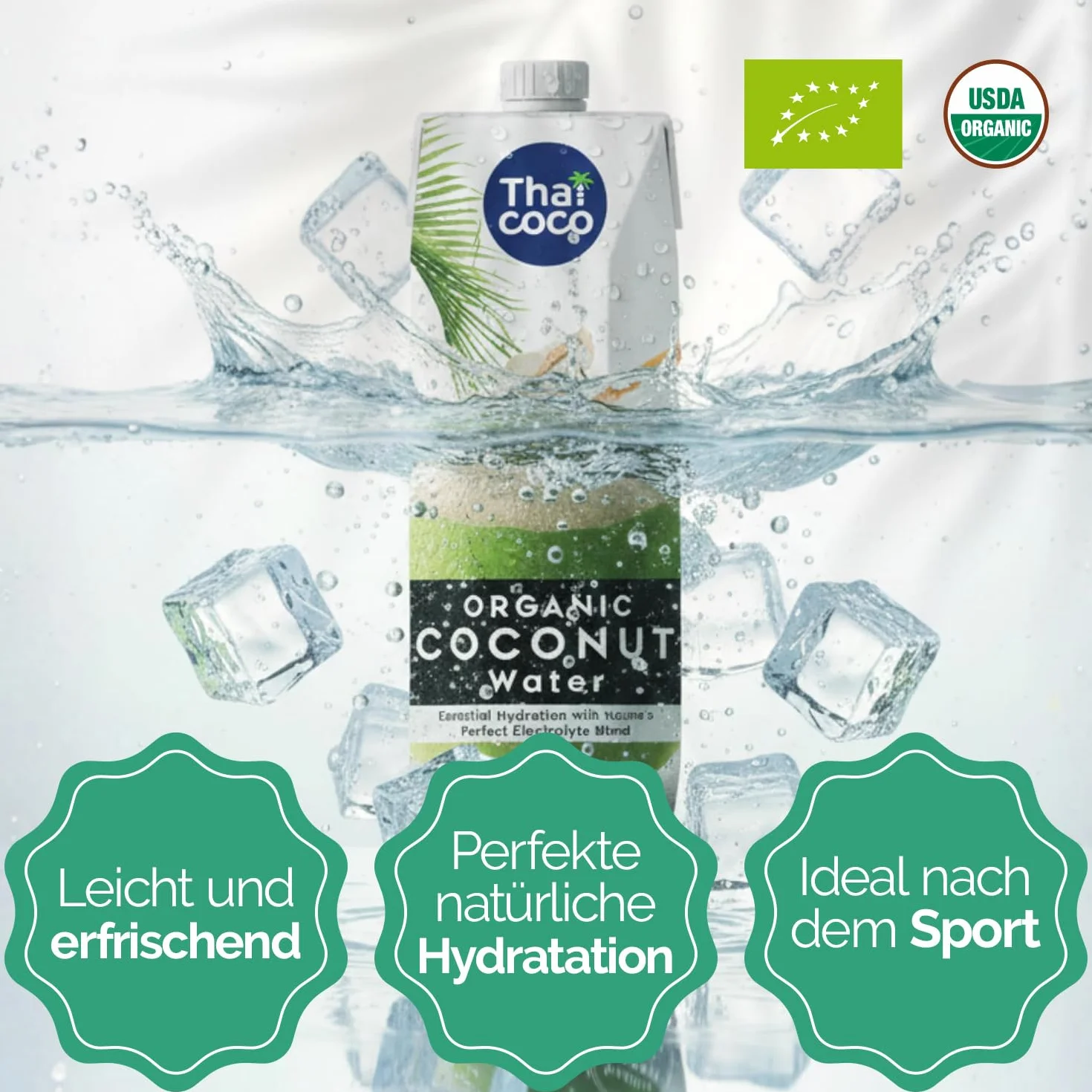 Thai Coco agua de coco 100% ecológica refresco natural Tailandia sin azúcar Tetra Pak 6x1 l