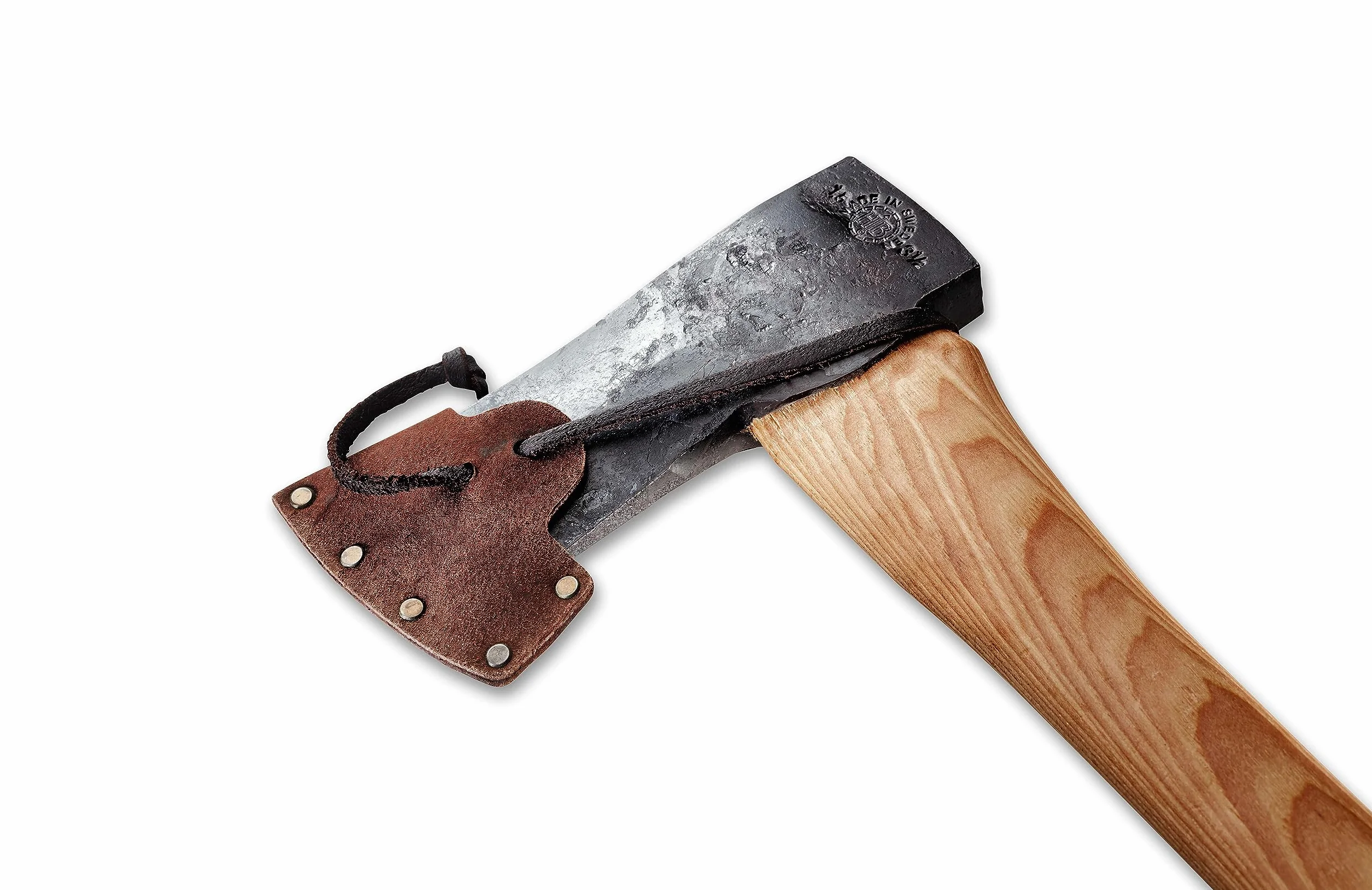 Hacha Hultafors forjada a mano 705mm acero sueco 2020g mango nogal americano funda cuero reafilable