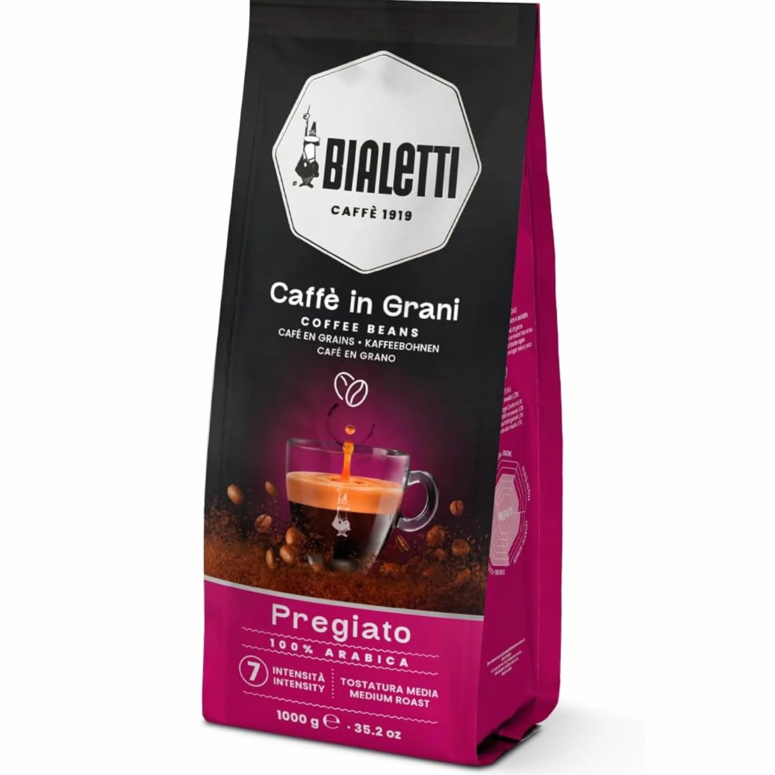 Bialetti Grain Expert, Café en Grano, Sabor Pregiato, 100% Arábica, 1 KG