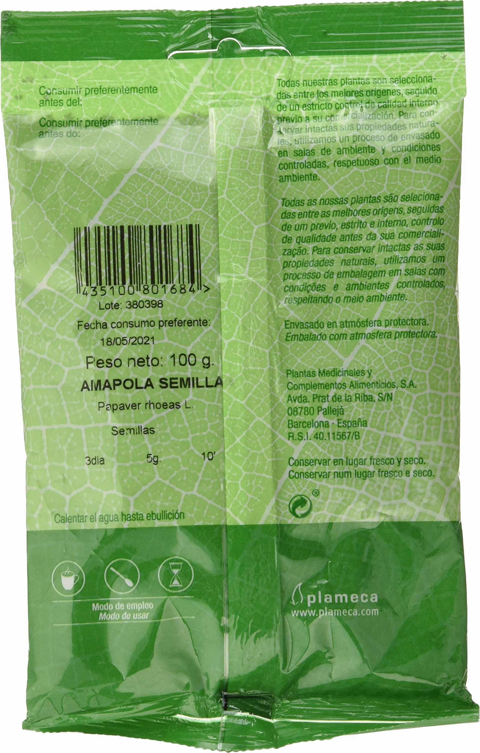 Semillas de Amapola PLAMECA 100 g para Infusión, Omega 3, 6 y 9