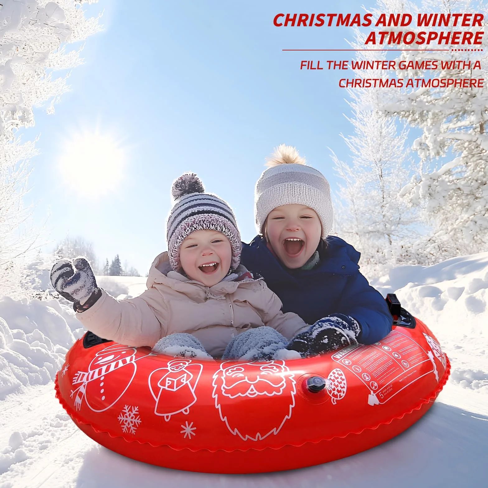 ZoneYan Trineo Inflable de Nieve 88 cm con Asas para Niños y Adultos