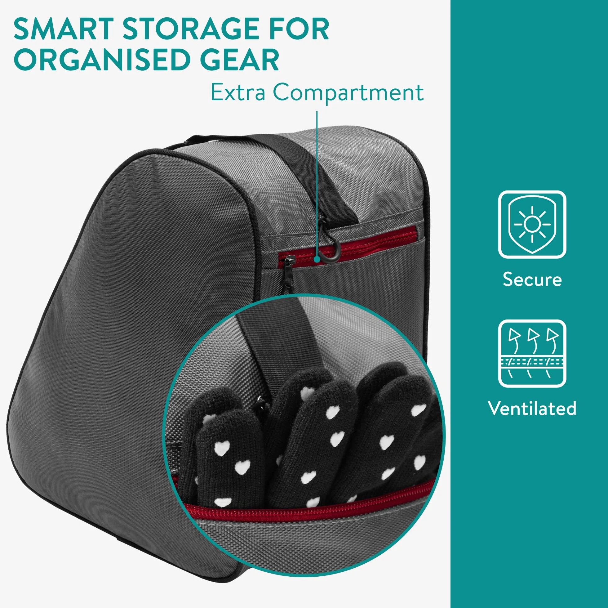 Navaris Bolsa para Botas de Esquí - Funda con Cremallera y Correa para el Hombro